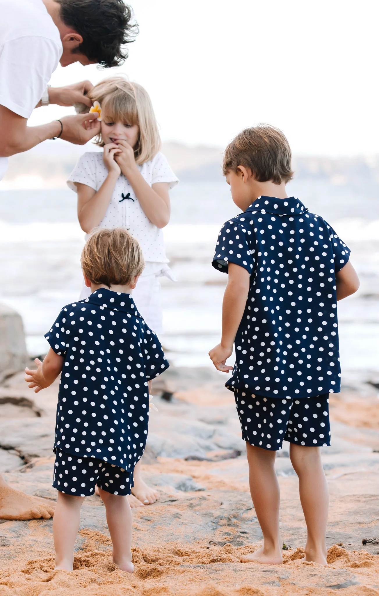 Lil Button Up Shirt ~ Navy Polka Dot - Image 8