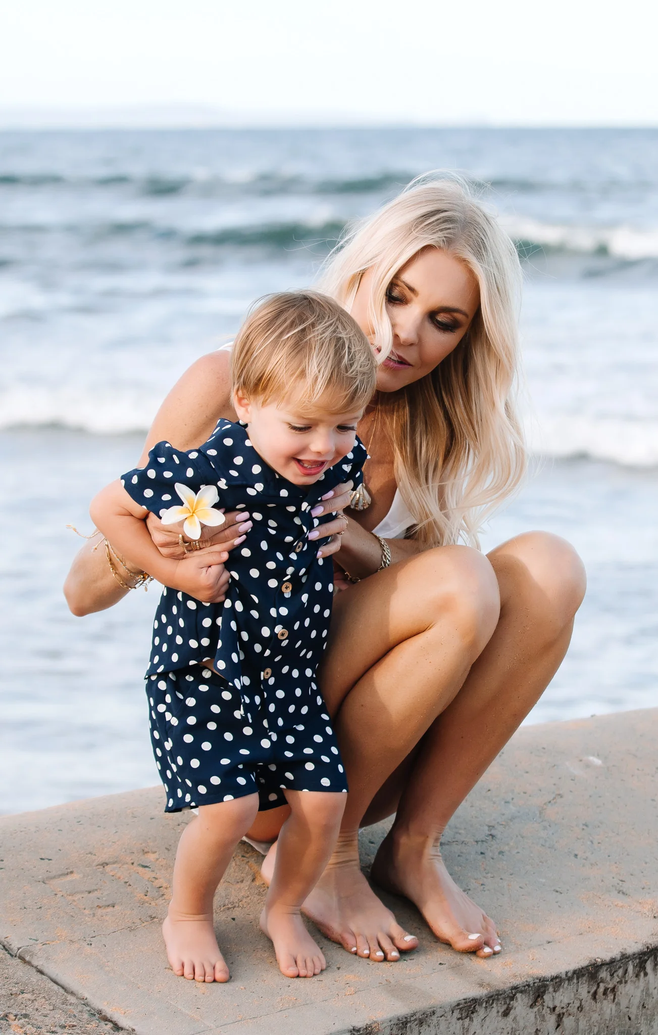 Lil Easy Shorts ~ Navy Polka Dot - Image 3