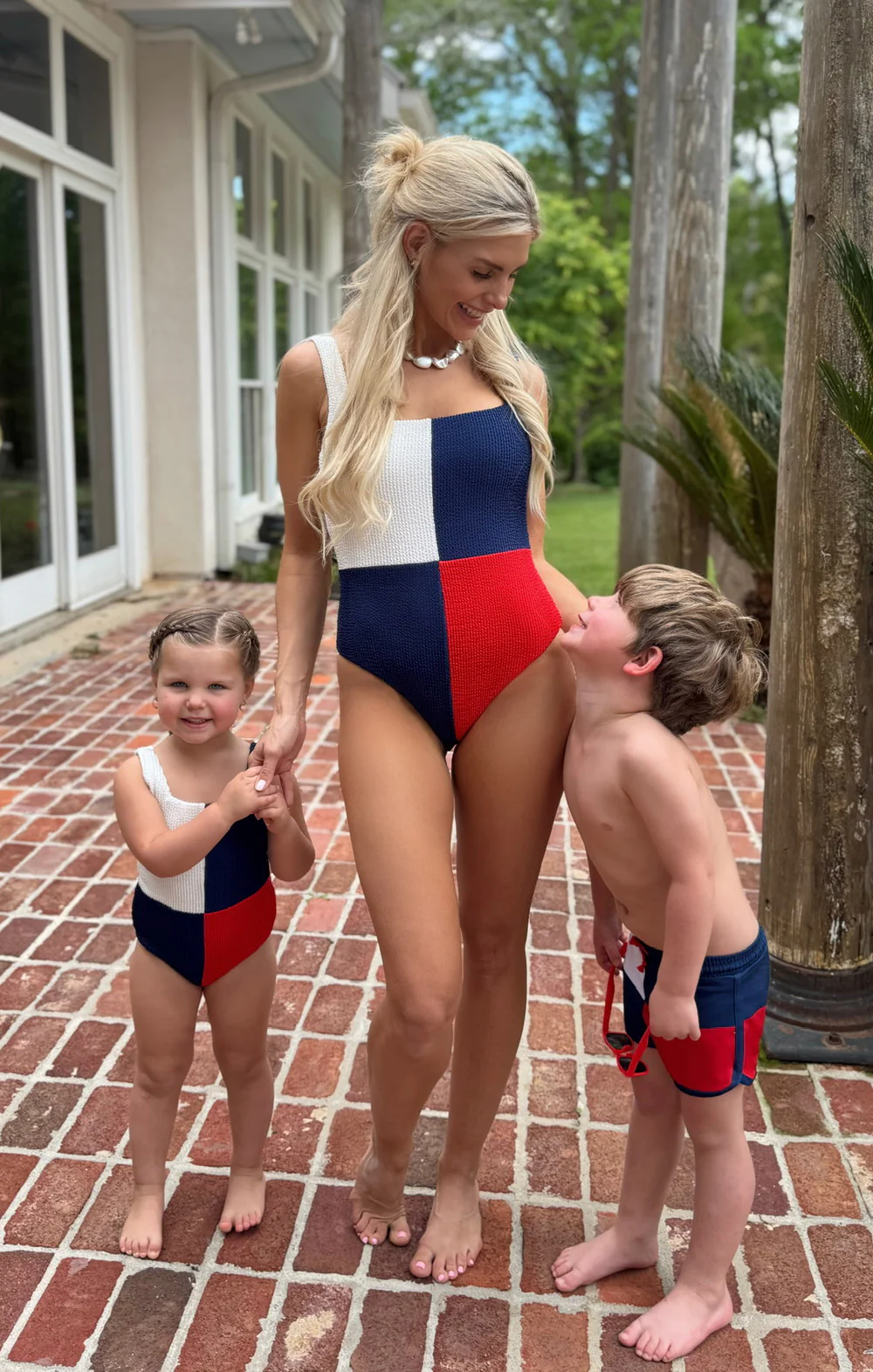 Little Beach Bum Trunks ~ Americana Colorblock - Image 3