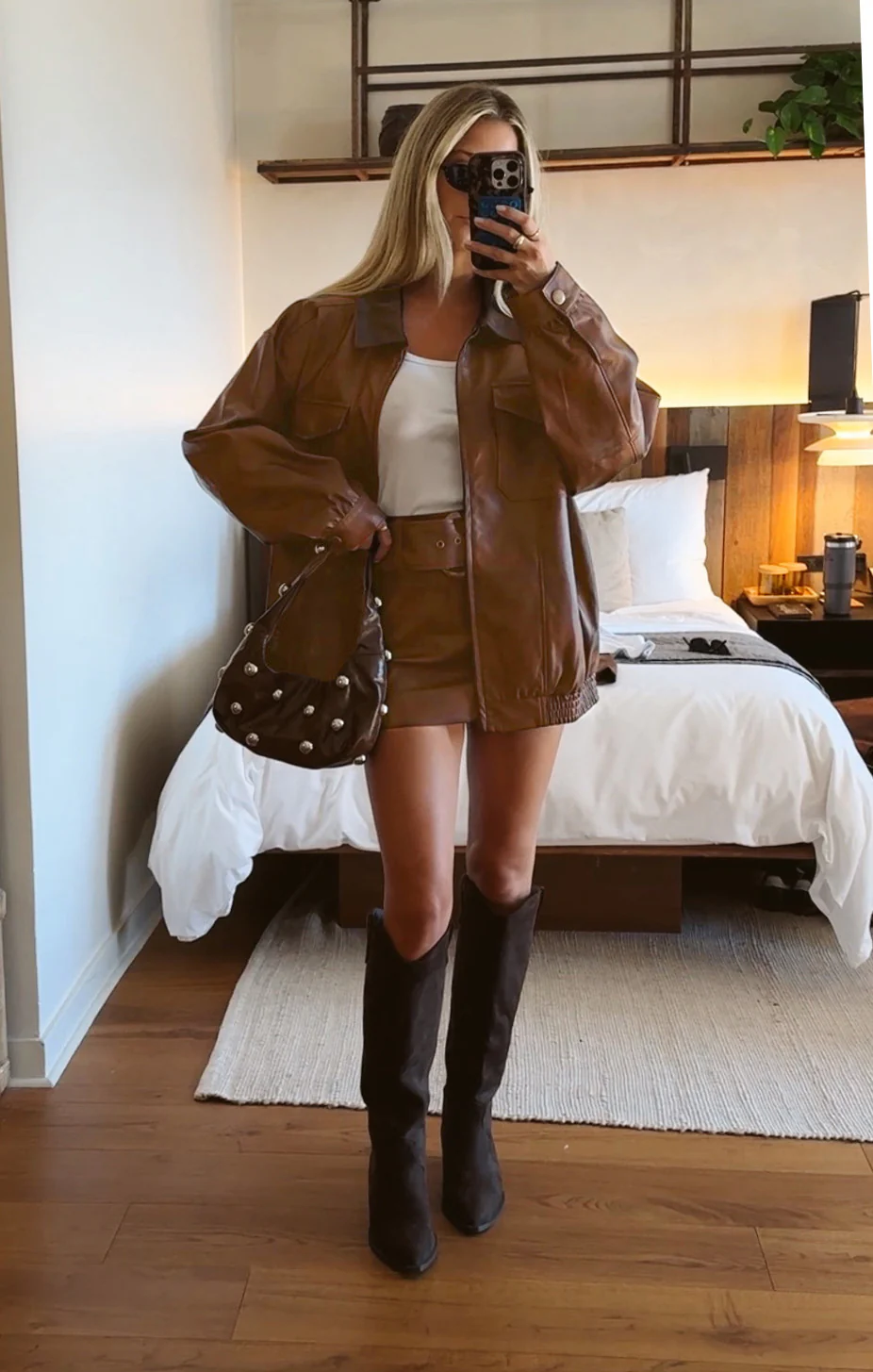Maverick Mini Skirt ~ Chestnut Brown Faux Leather - Image 2