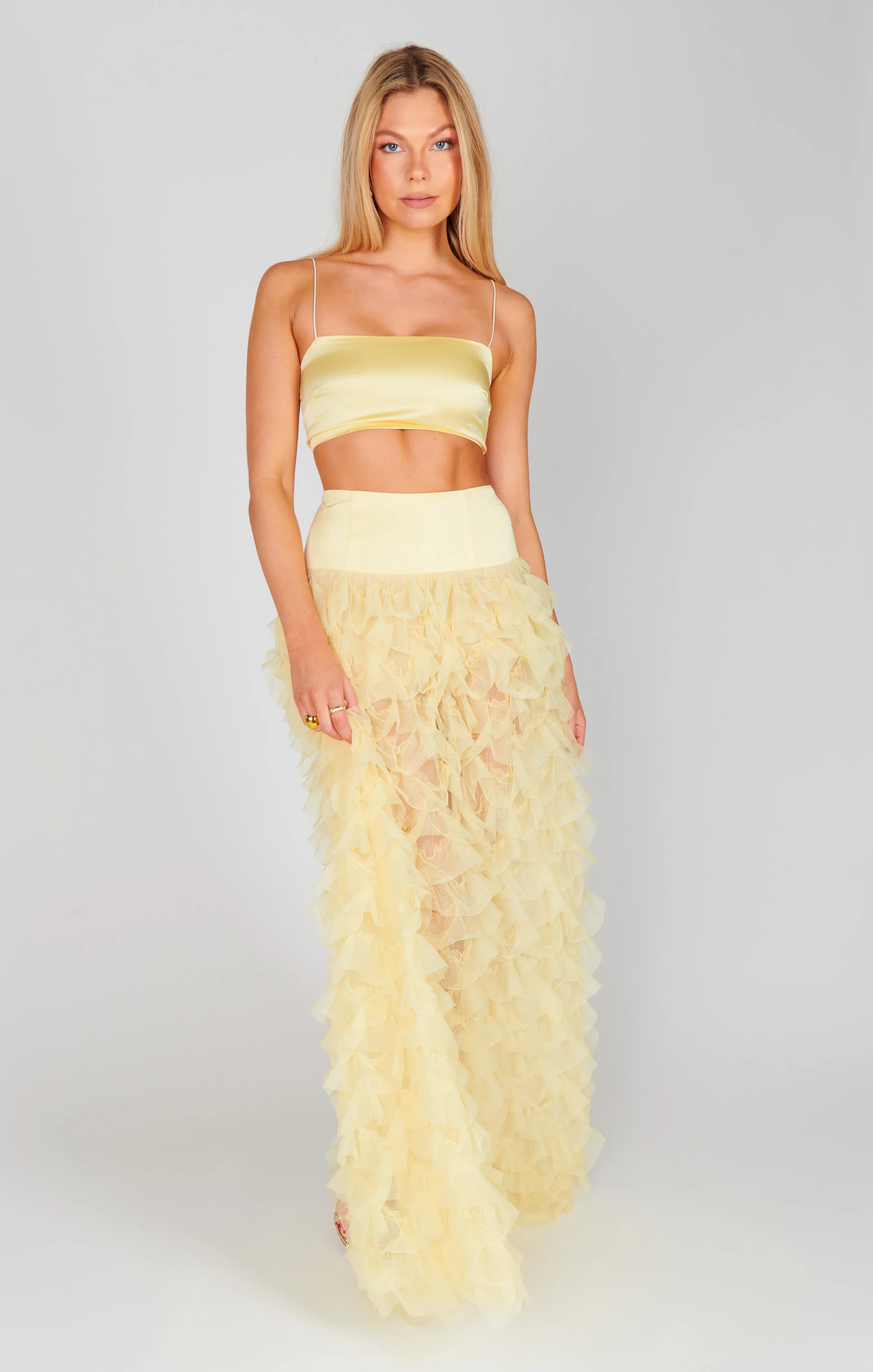 Meet Me at Midnight Skirt ~ Pale Yellow Ruffle Tulle - Image 2