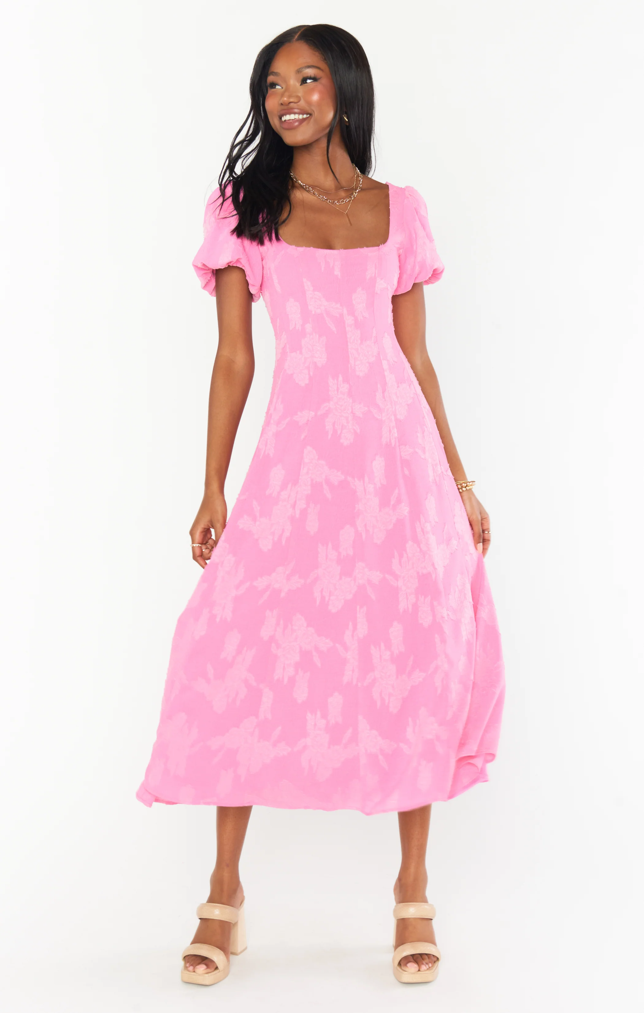 Mia Midi Dress ~ Pink Clip Floral - Image 14