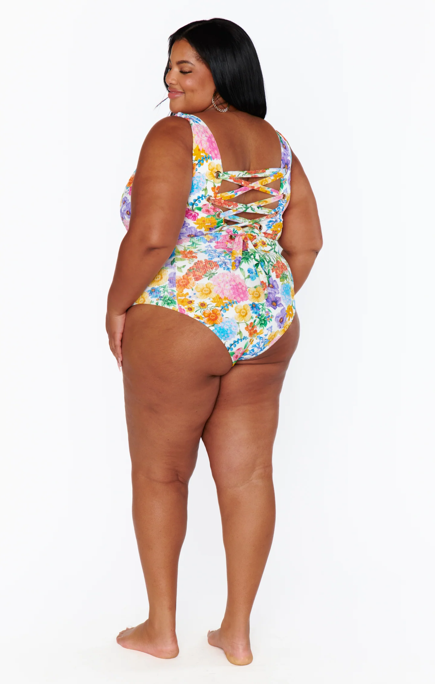 Miramar Beach One Piece ~ Ivory Botanical Rib Scrunch - Image 11