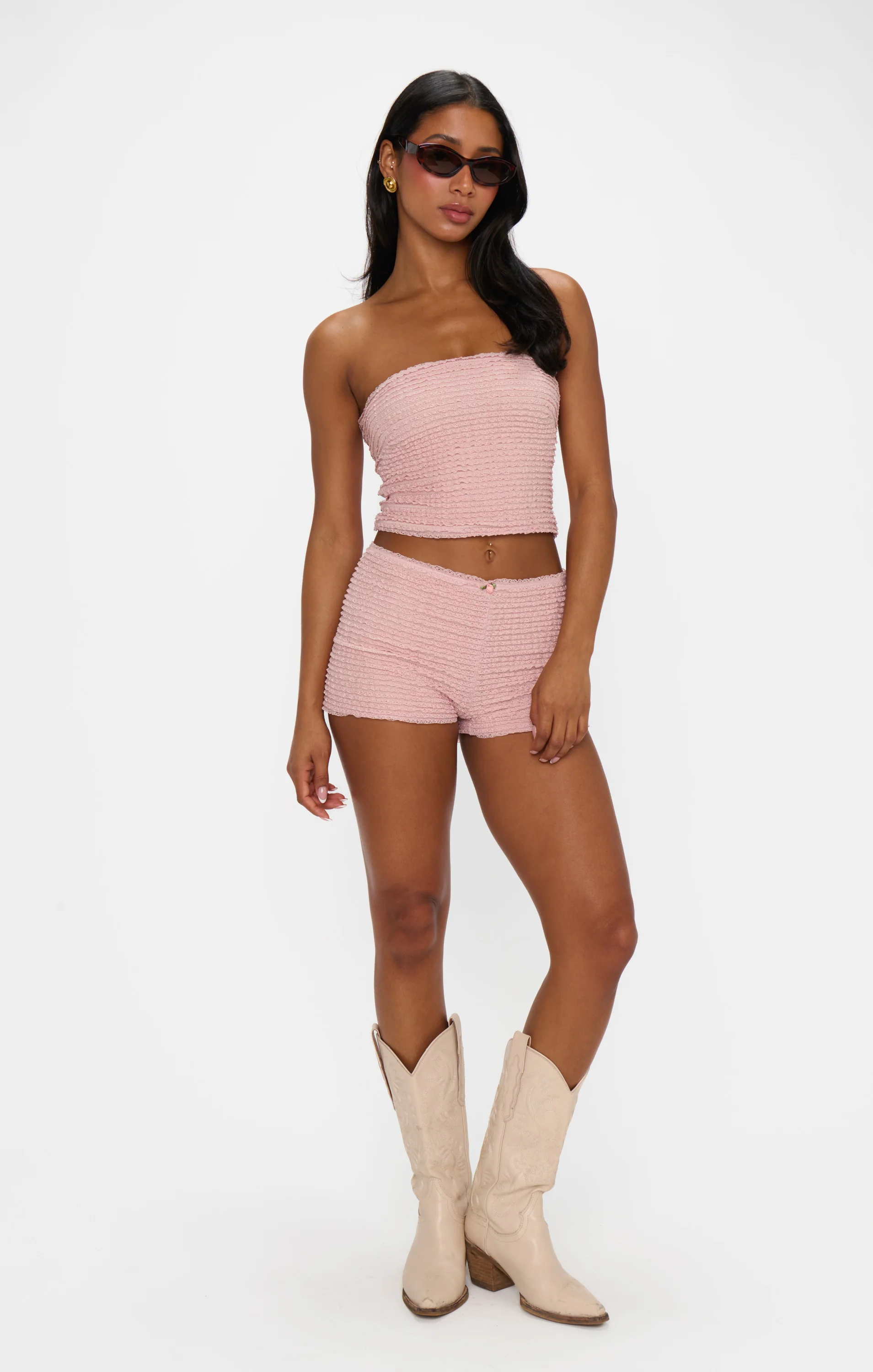 Nicki Shorts ~ Pink Ruffle Lace - Image 2