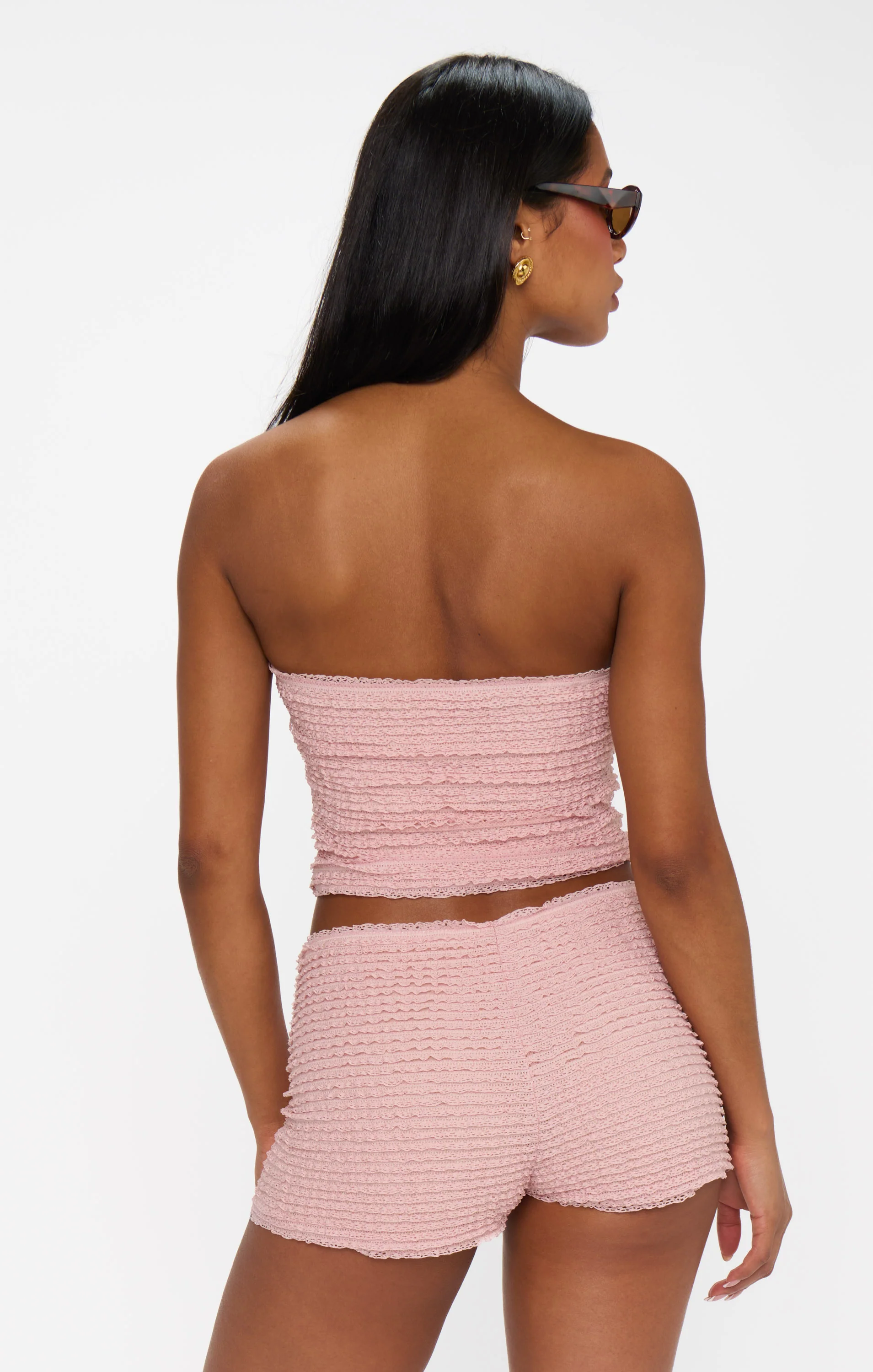 Nicki Tube Top ~ Pink Ruffle Lace - Image 4