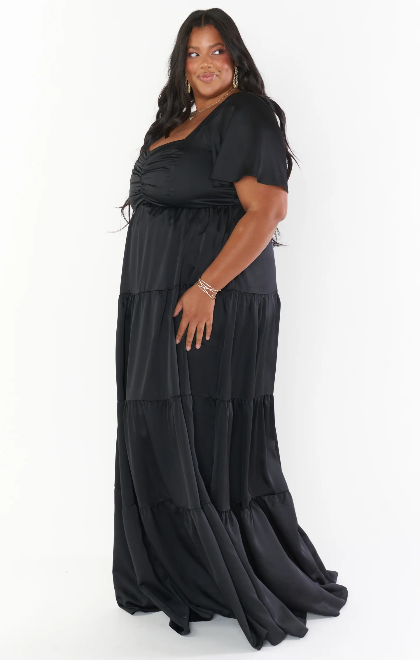 Nicole Maxi Dress ~ Black Luxe Satin - Image 10