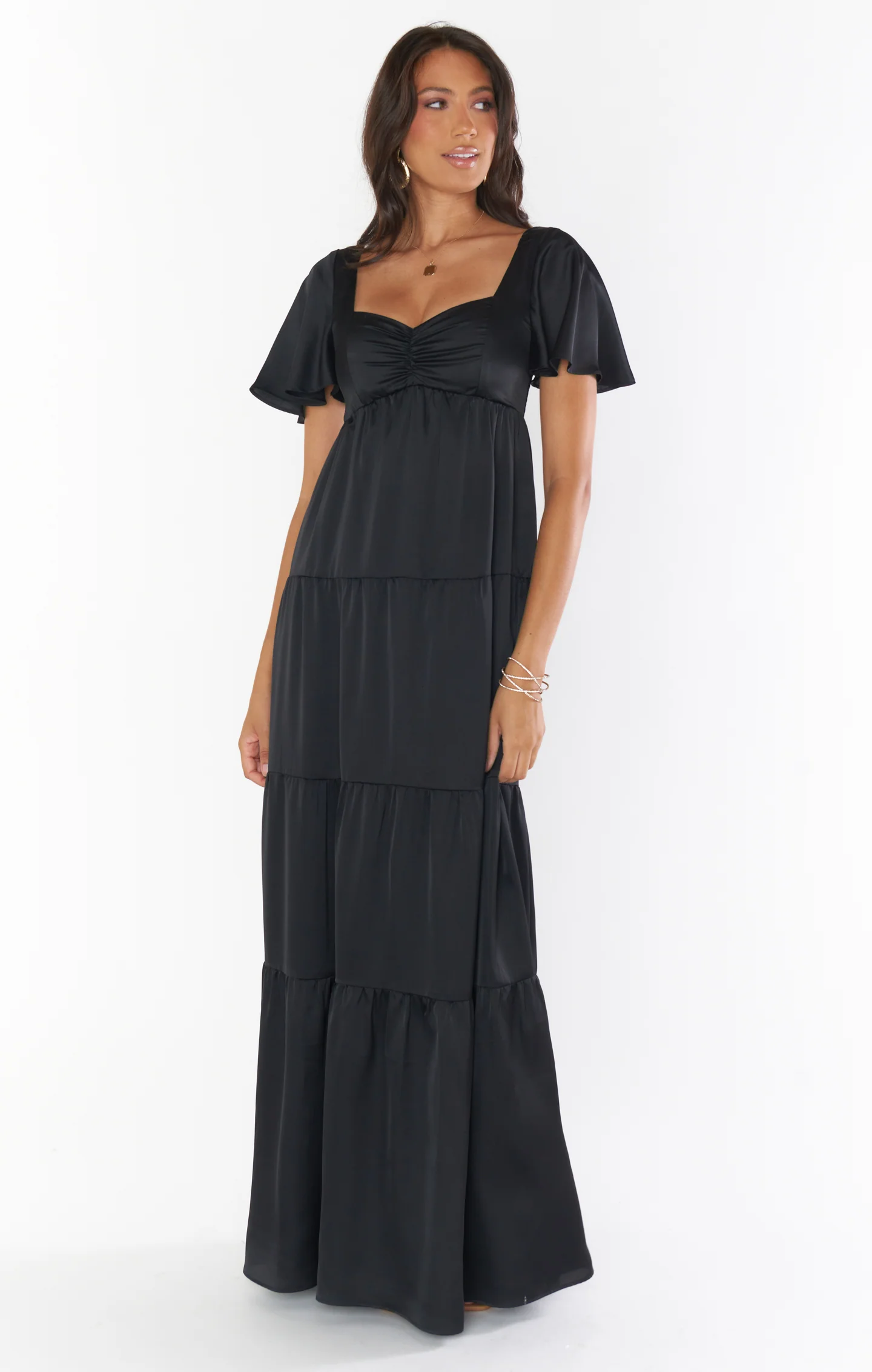 Nicole Maxi Dress ~ Black Luxe Satin - Image 2
