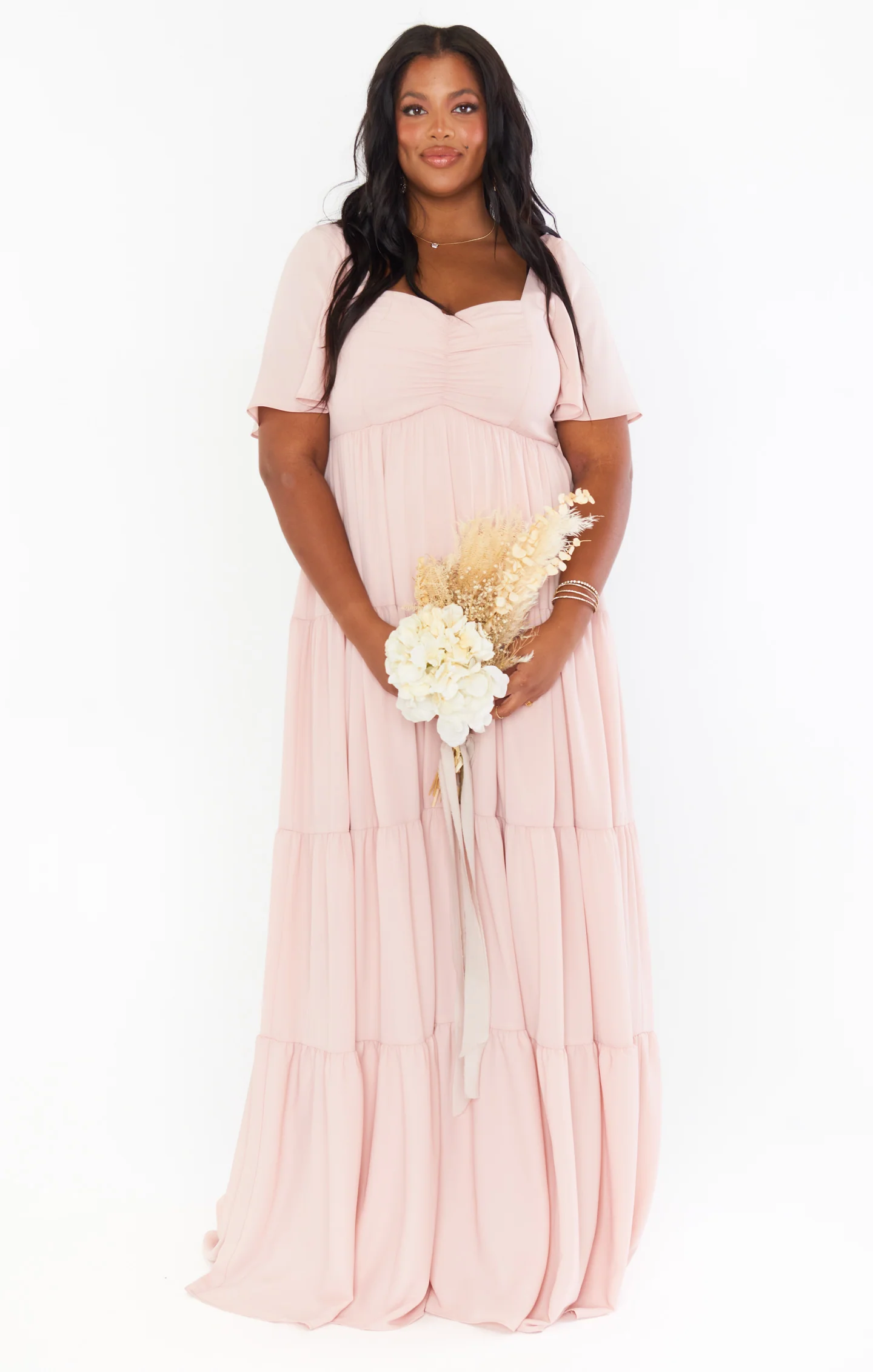 Nicole Maxi Dress ~ Dusty Blush Crisp - Image 8
