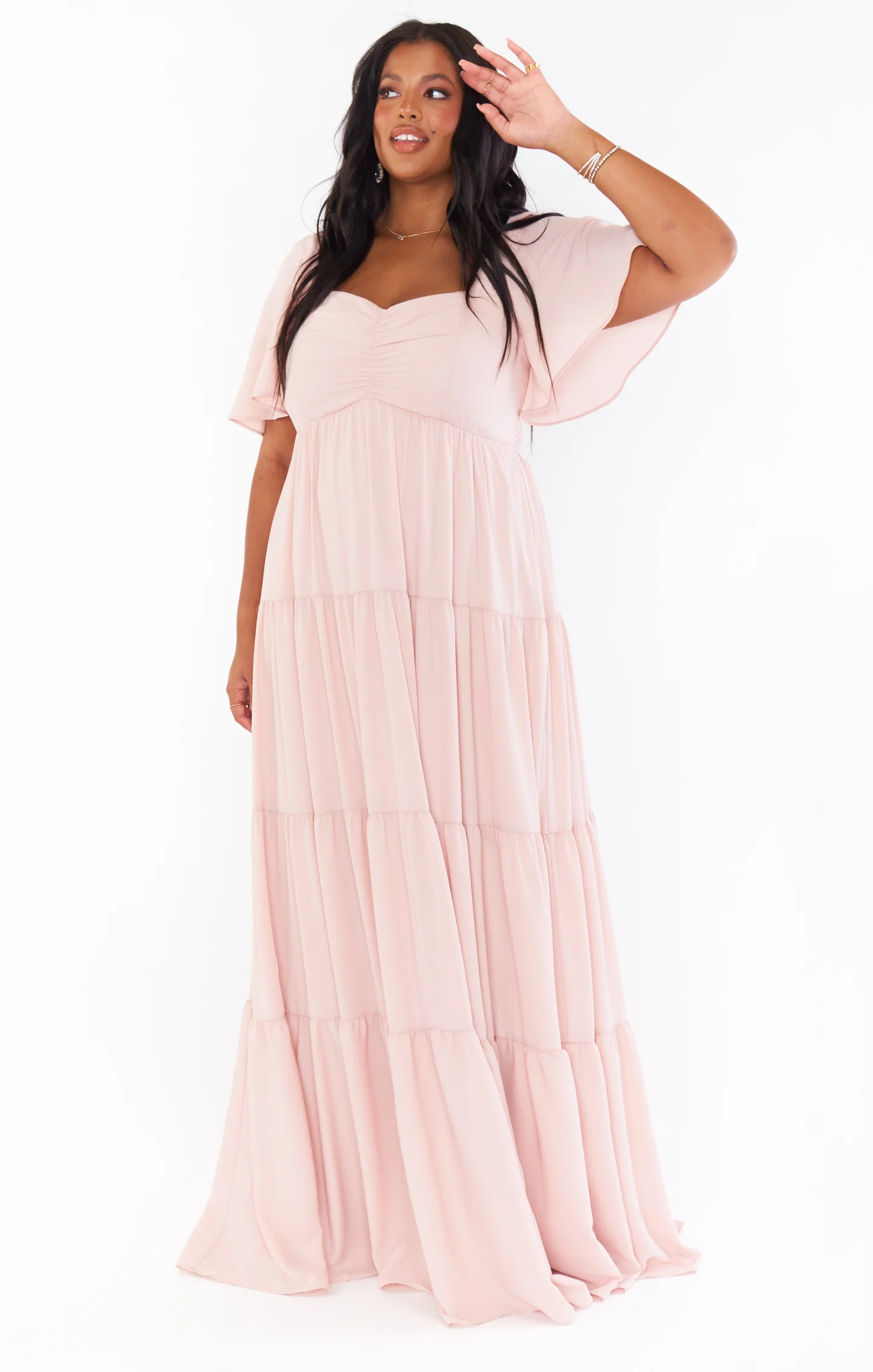 Nicole Maxi Dress ~ Dusty Blush Crisp - Image 9