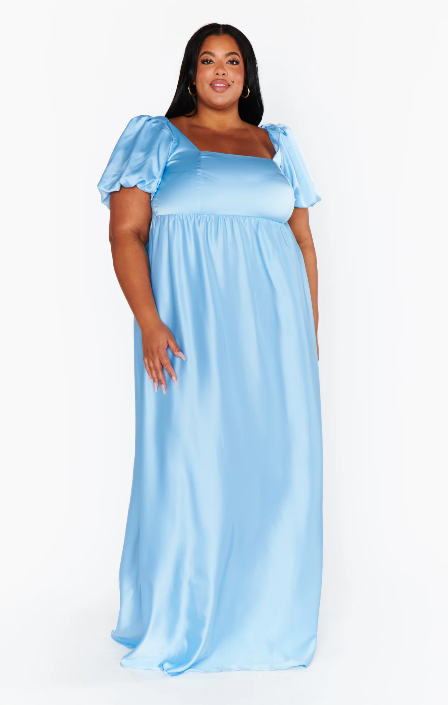 Nora Maxi Dress ~ Baby Blue Luxe Satin - Image 3