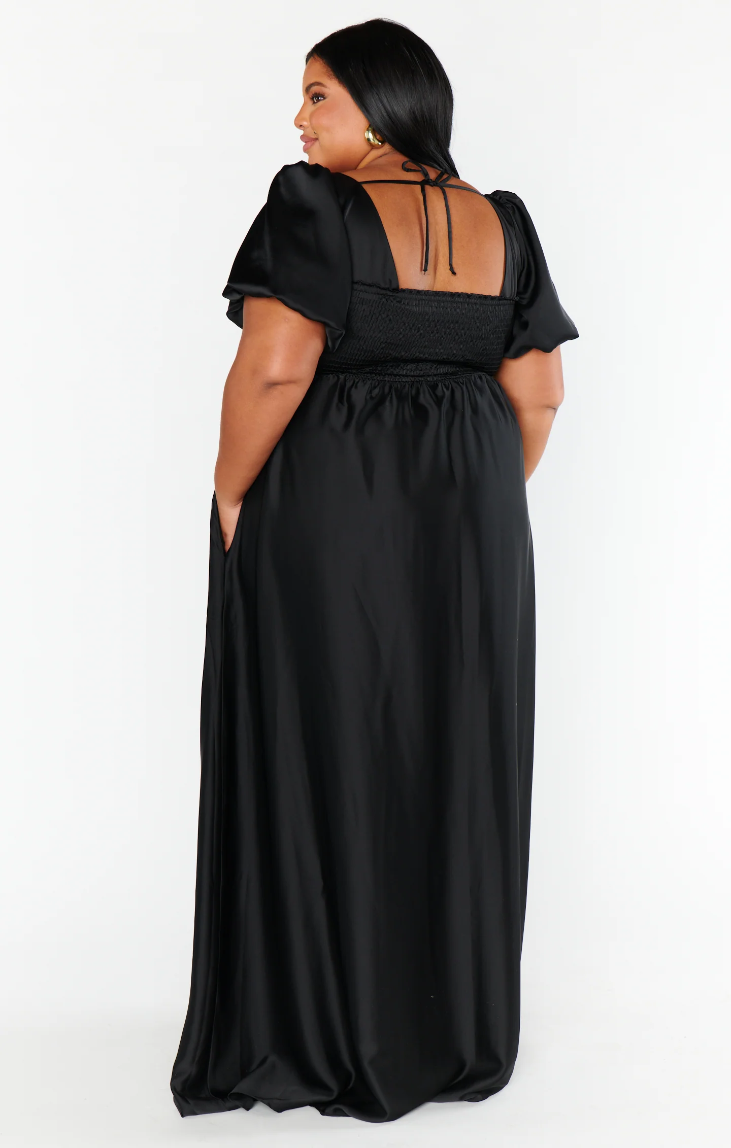 Nora Maxi Dress ~ Black Luxe Satin - Image 3