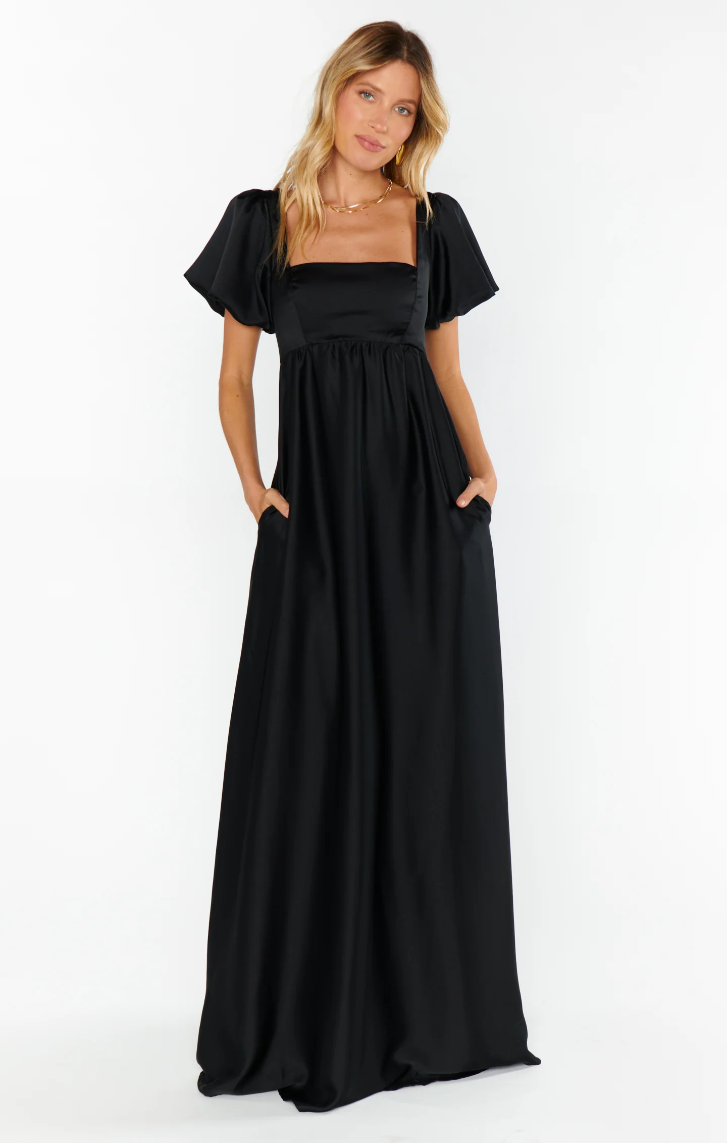 Nora Maxi Dress ~ Black Luxe Satin - Image 4