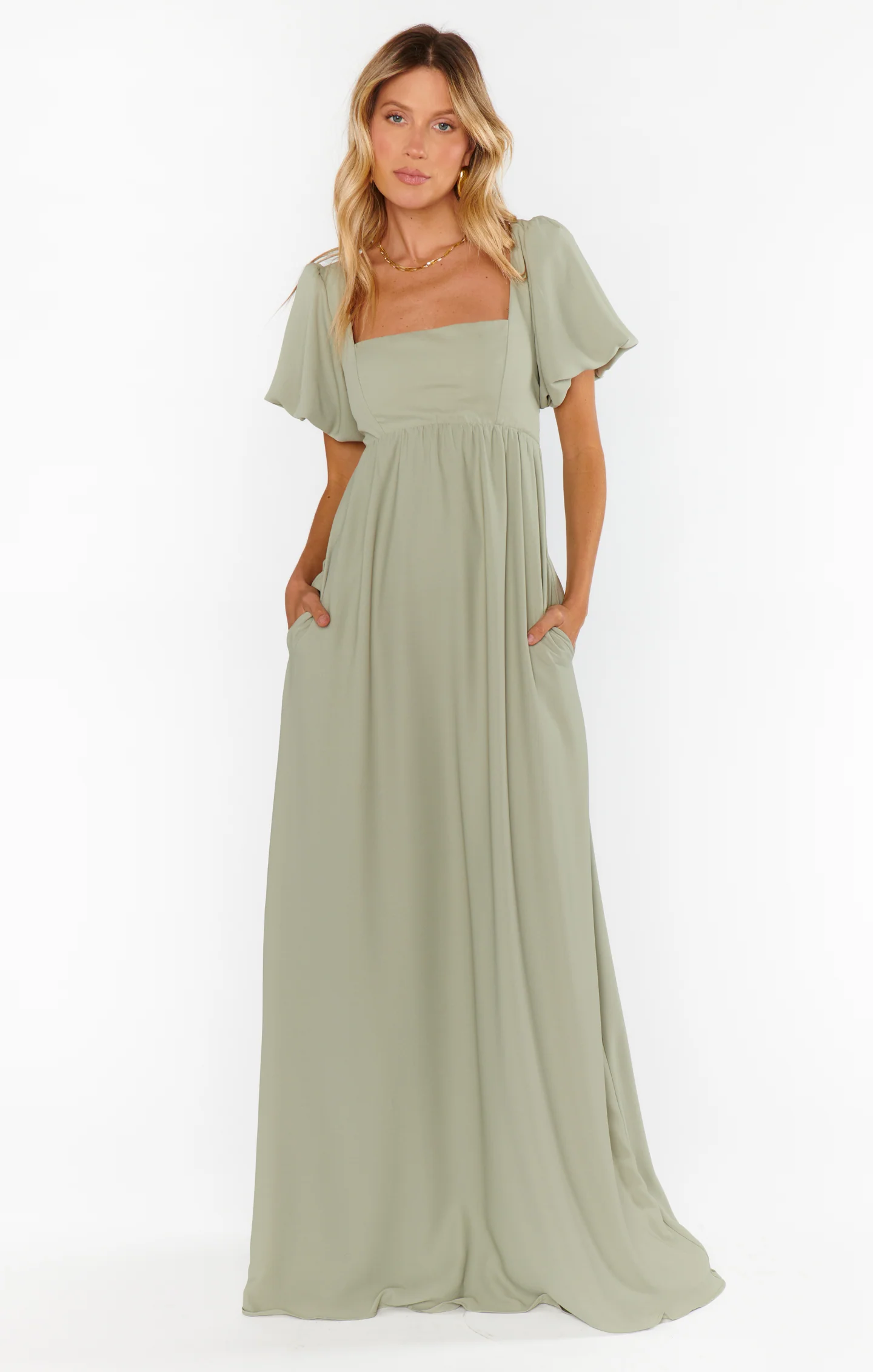 Nora Maxi Dress ~ Moss Green Crisp - Image 3