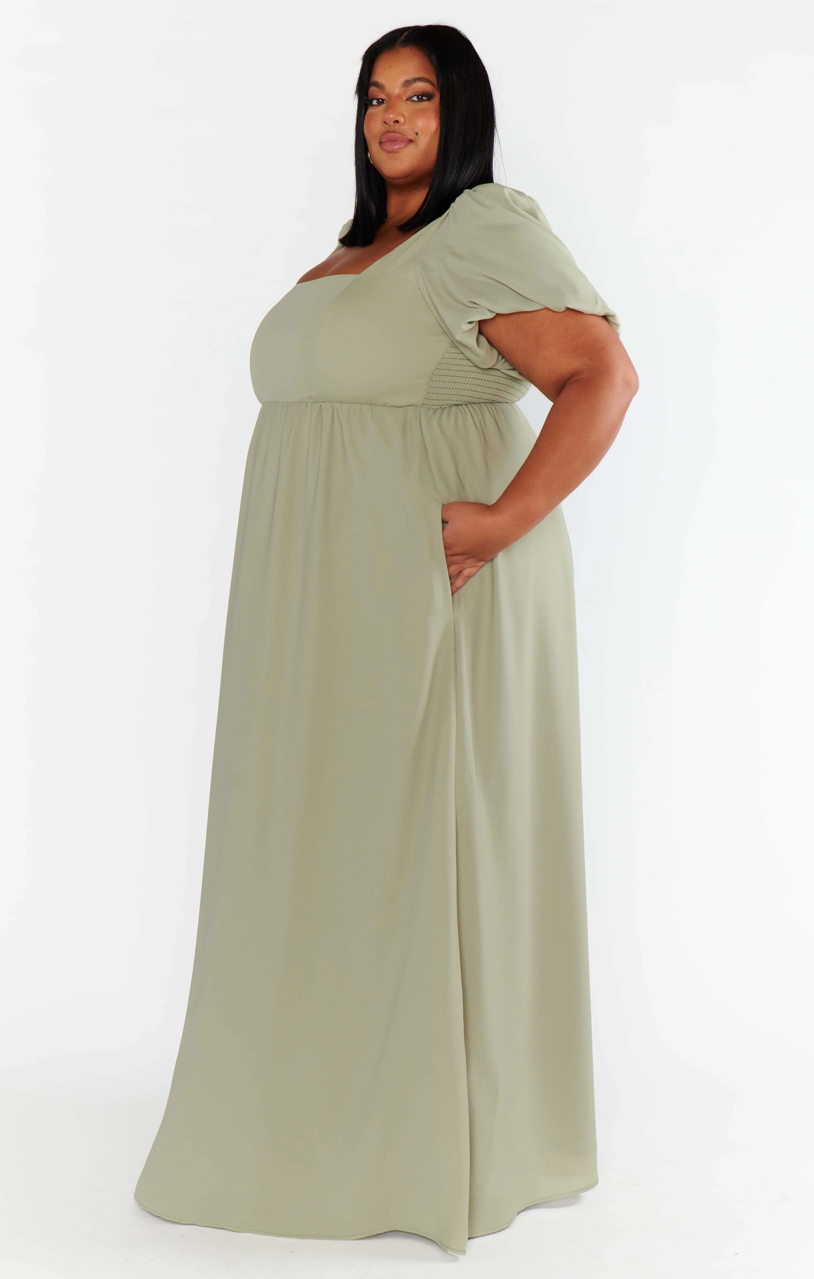 Nora Maxi Dress ~ Moss Green Crisp - Image 5