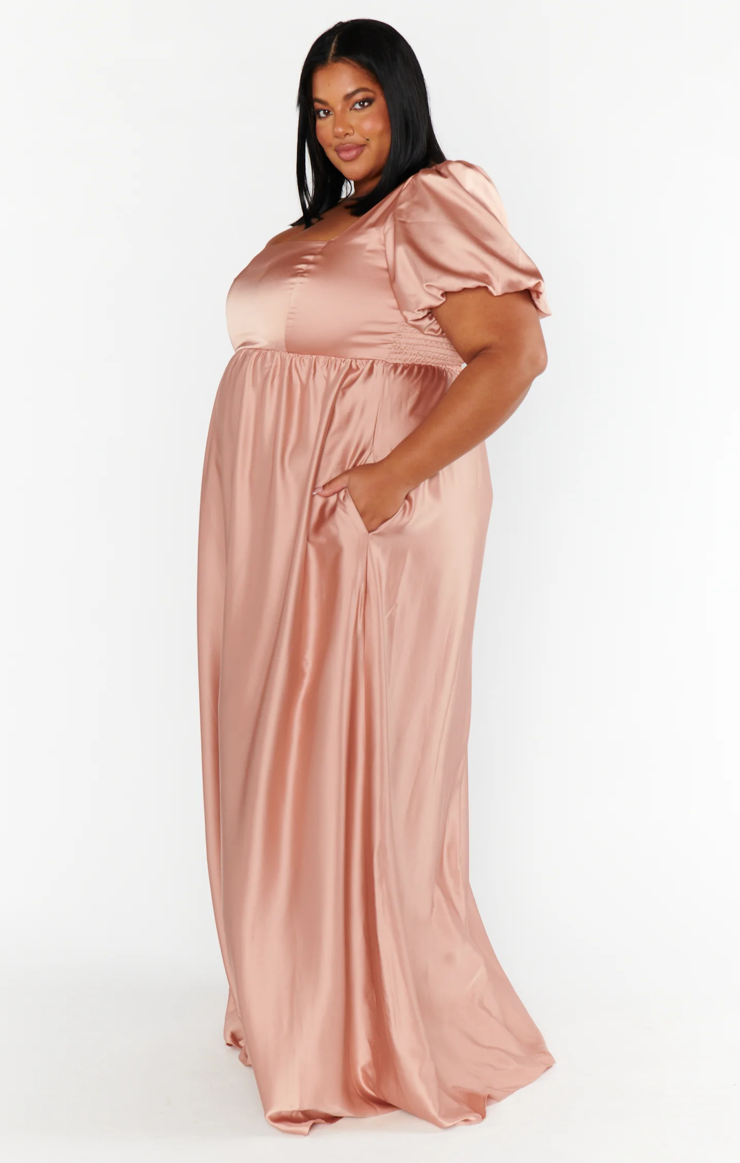 Nora Maxi Dress ~ Rose Gold Luxe Satin - Image 6