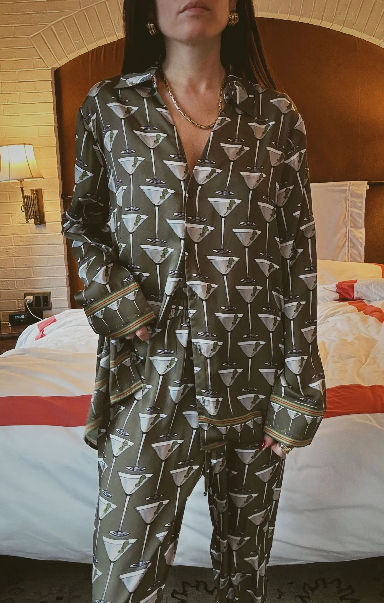 Overslept PJ Set ~ Extra Dirty Martini Silky