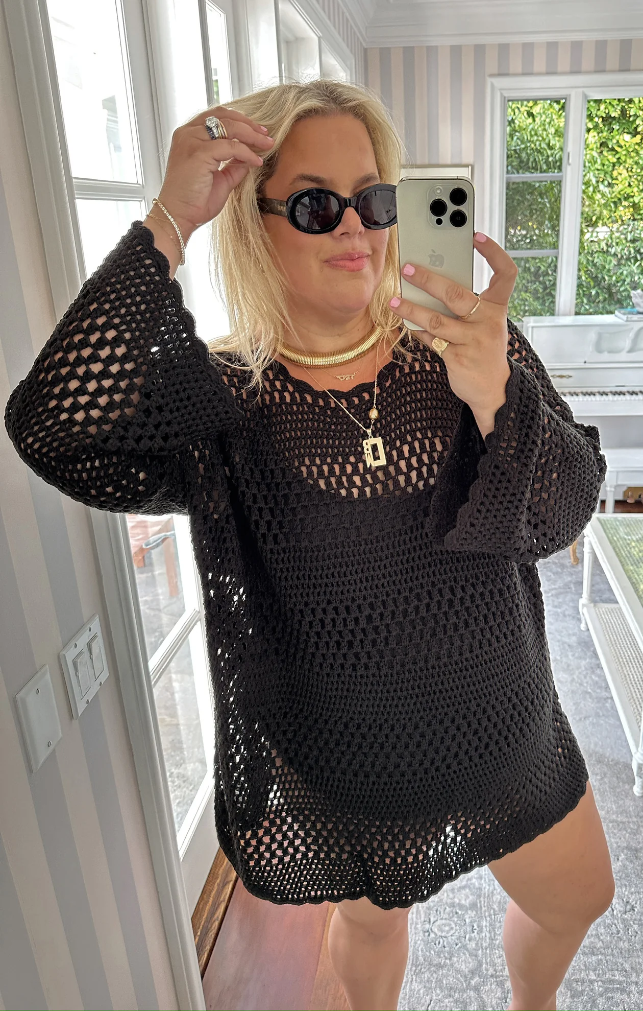 Paula Pullover ~ Black Crochet - Image 6