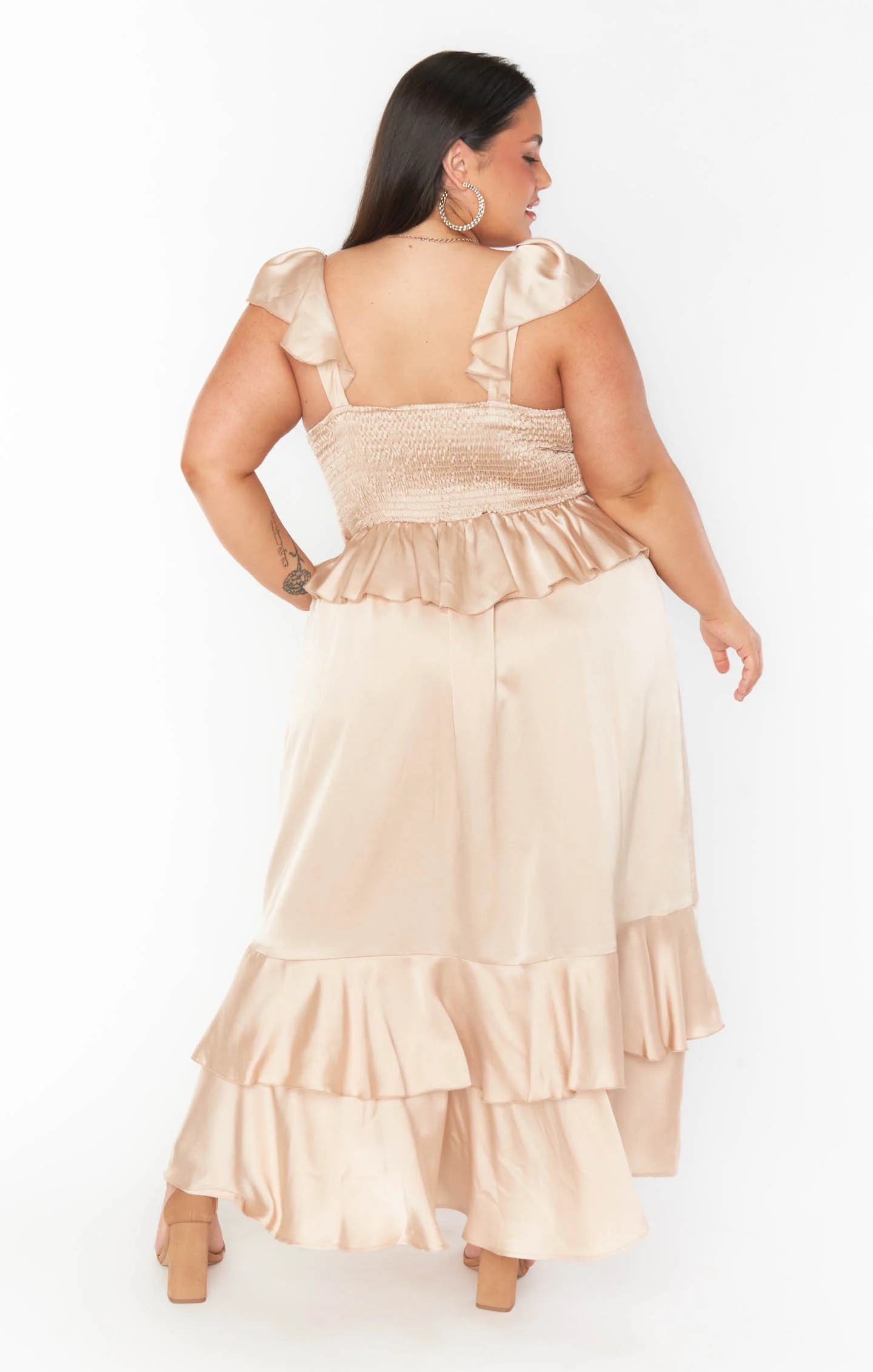 Reese Ruffle Dress ~ Champagne Luxe Satin - Image 9