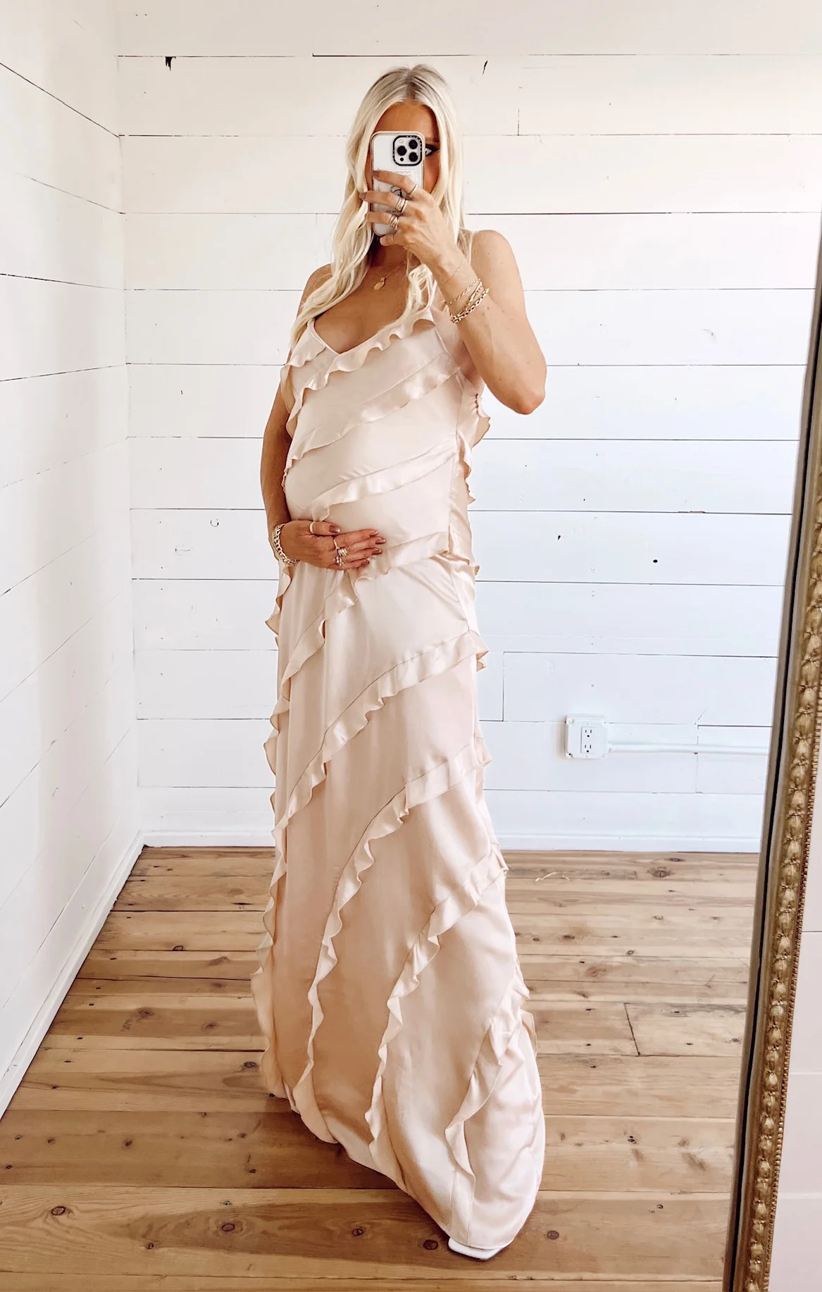 Romance Ruffle Dress ~ Champagne Luxe Satin - Image 13