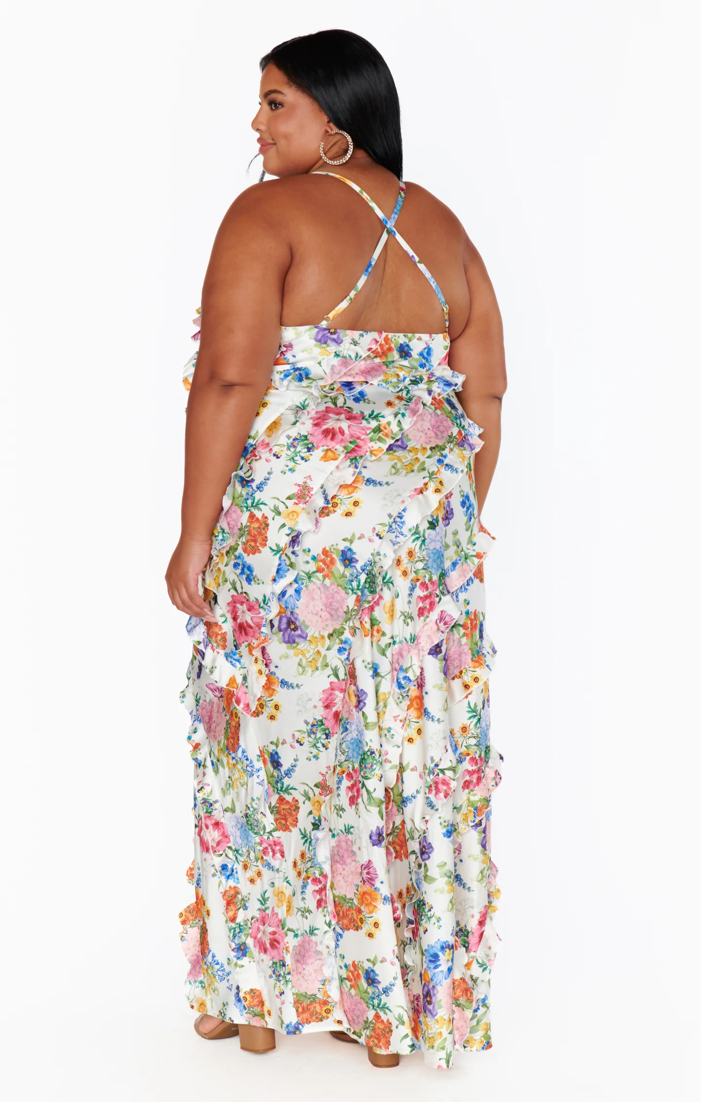 Romance Ruffle Dress ~ Ivory Botanical Floral - Image 10
