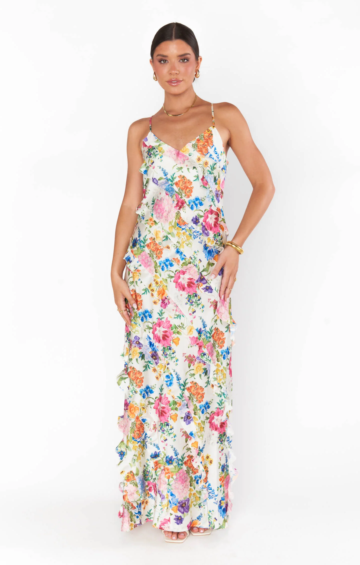 Romance Ruffle Dress ~ Ivory Botanical Floral - Image 3