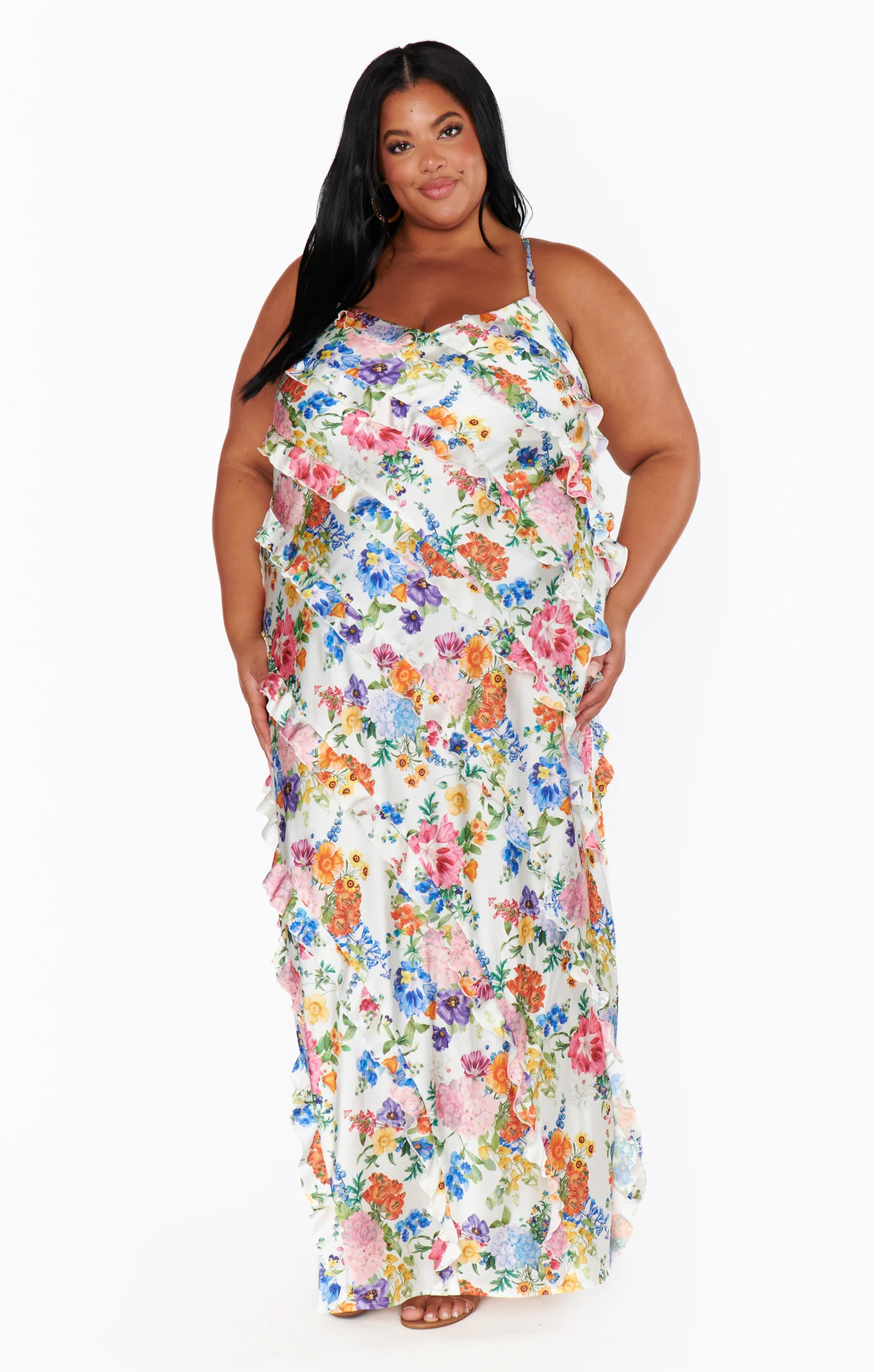 Romance Ruffle Dress ~ Ivory Botanical Floral - Image 9