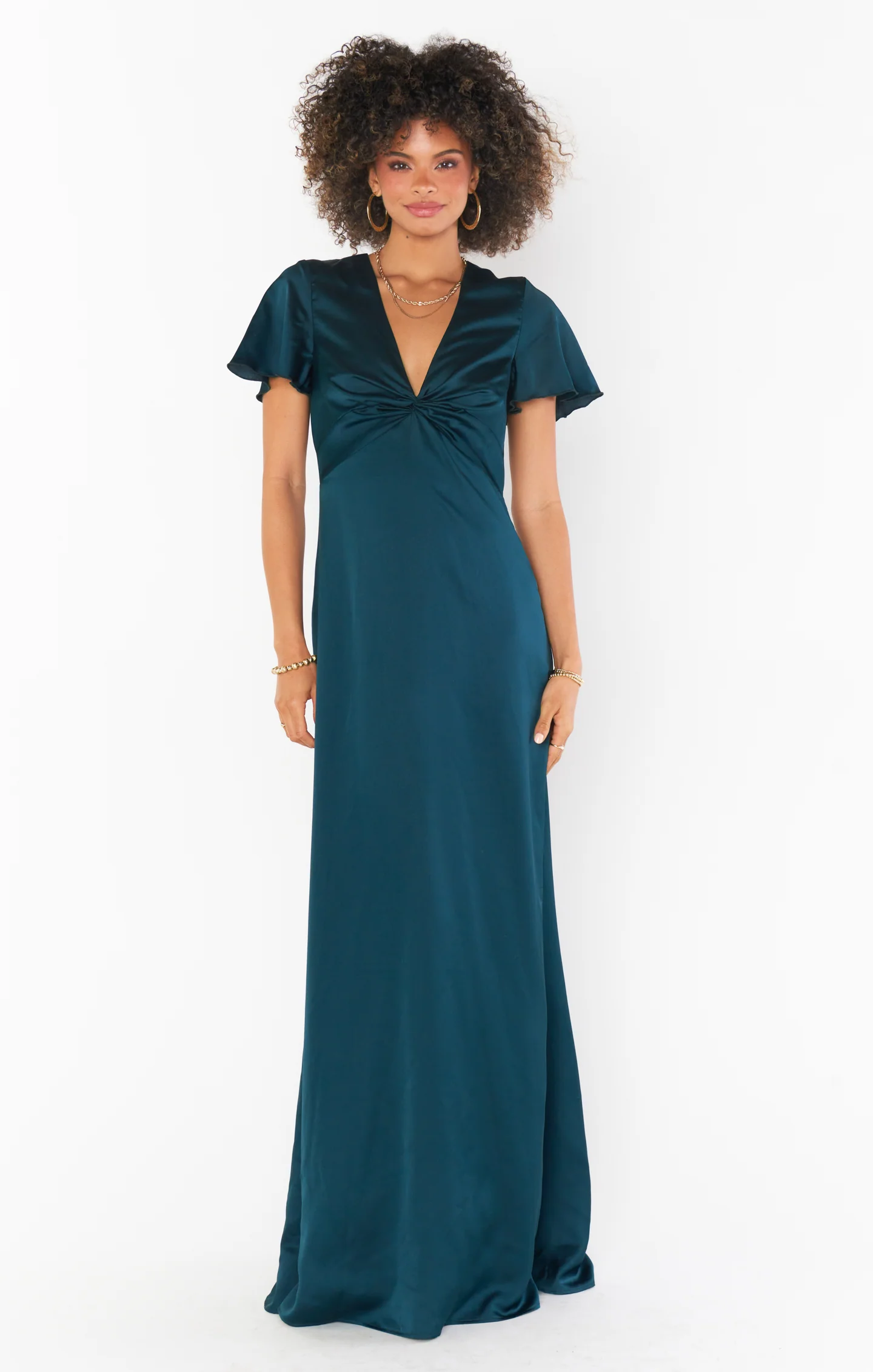 Rome Twist Gown ~ Deep Emerald Luxe Satin - Image 11