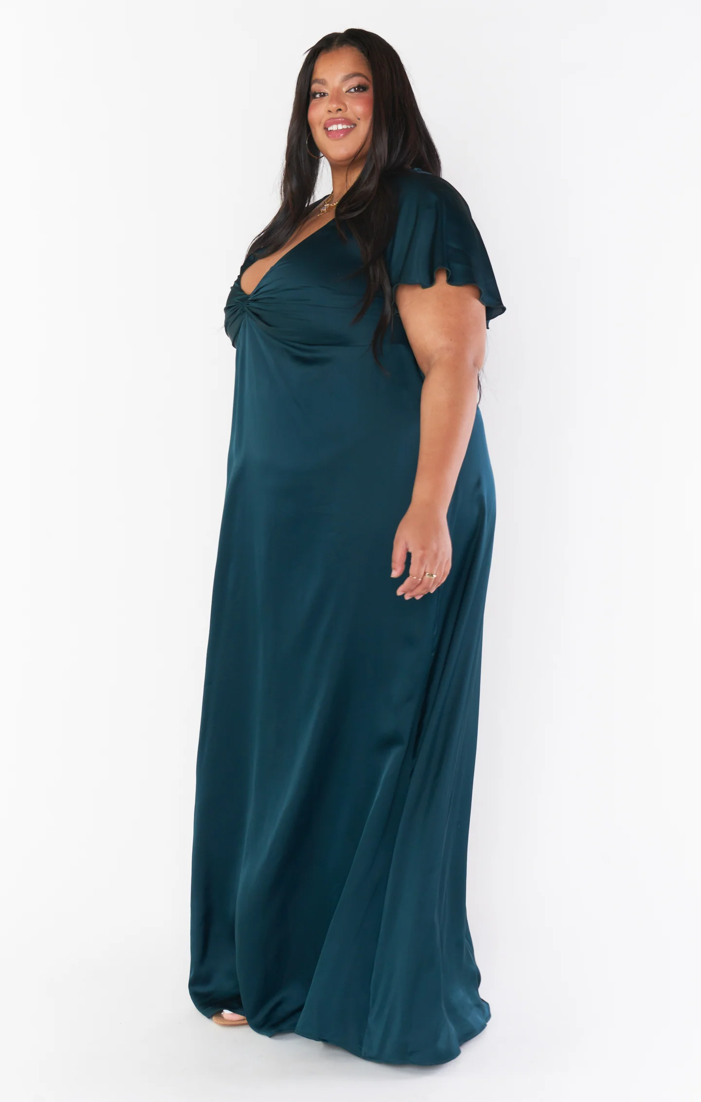 Rome Twist Gown ~ Deep Emerald Luxe Satin - Image 9