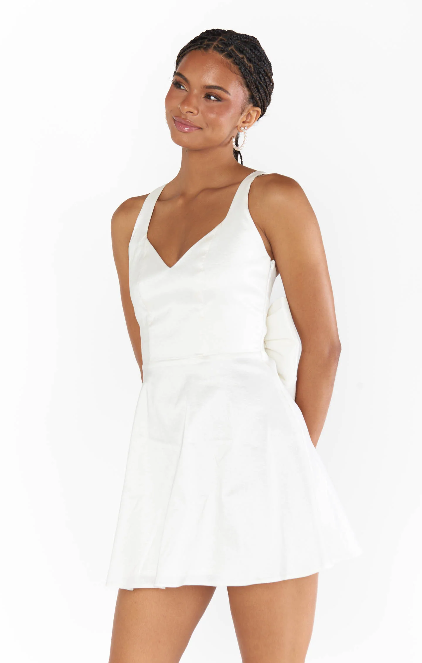 Simone Mini Dress ~ White Taffeta - Image 3
