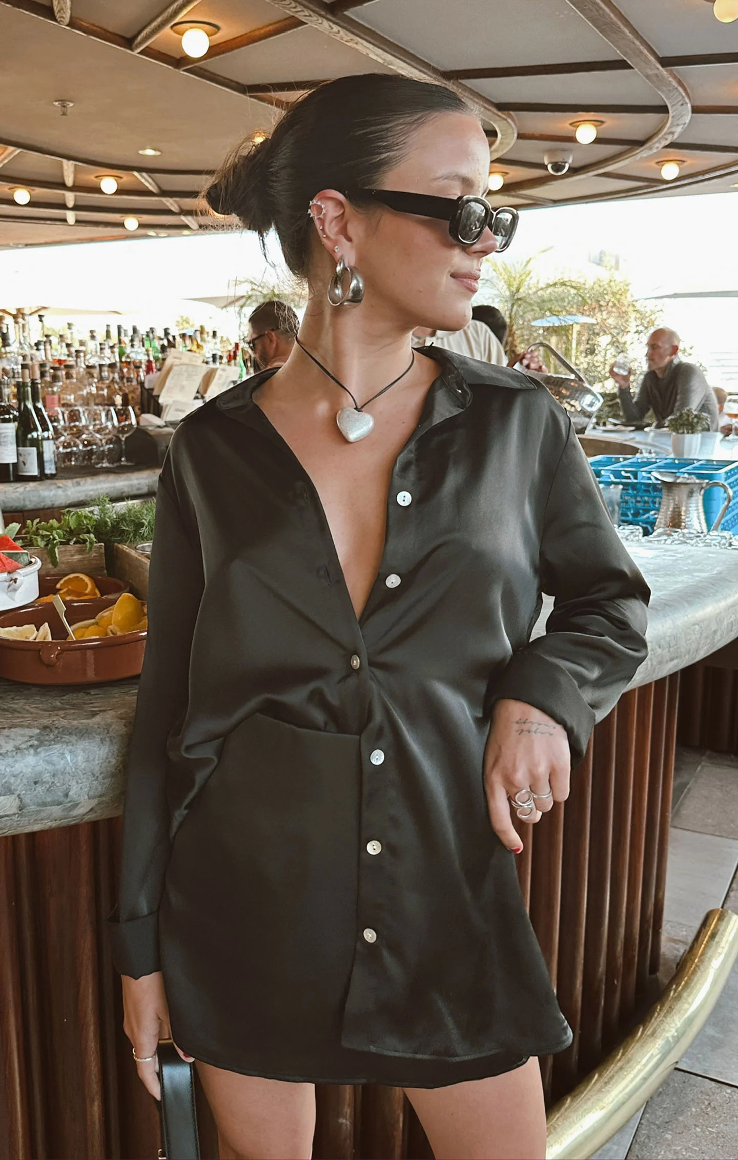 Smith Button Down ~ Black Luxe Satin - Image 3