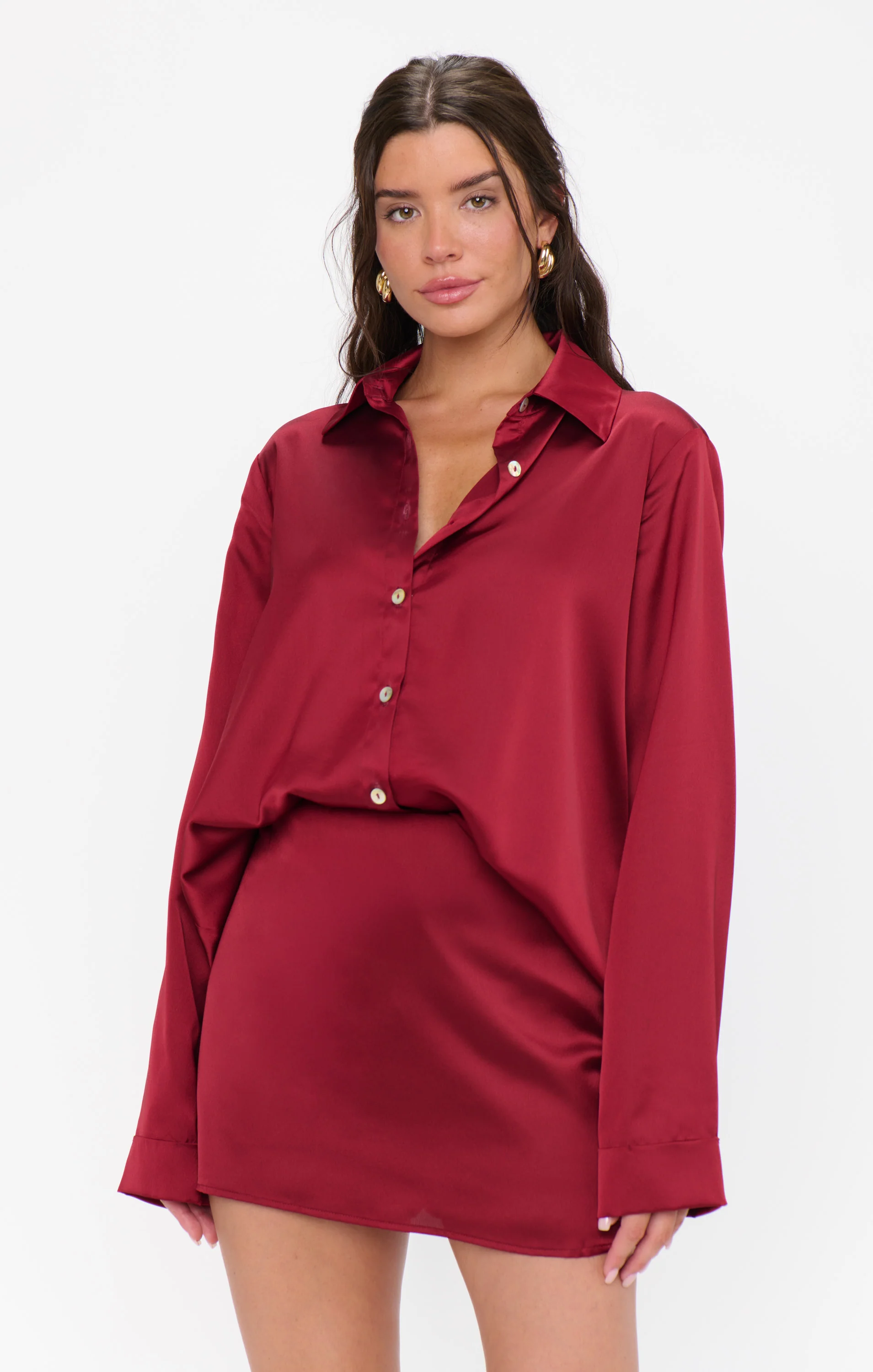 Smith Button Down ~ Cranberry Luxe Satin - Image 6
