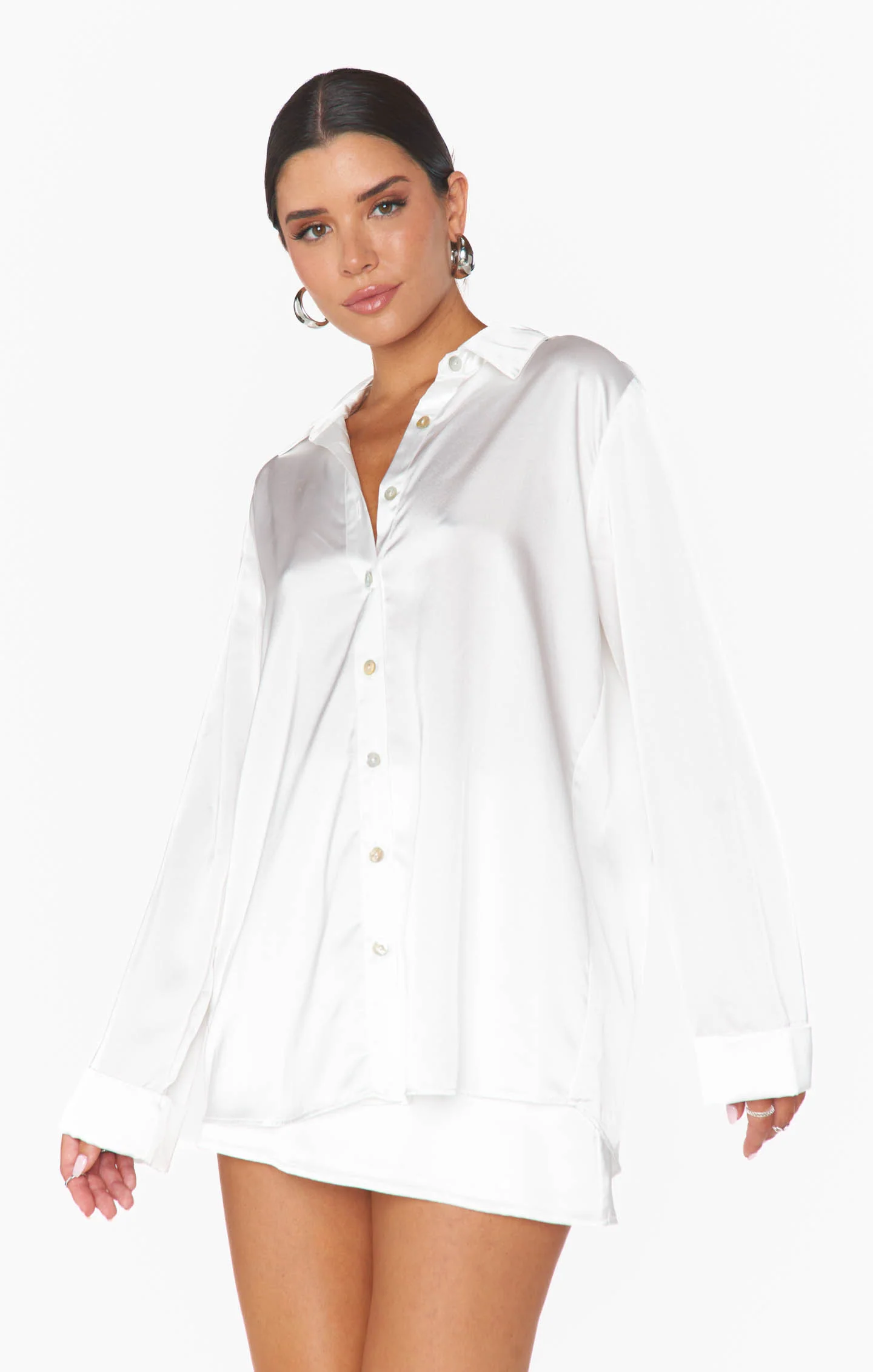 Smith Button Down ~ Ivory Luxe Satin - Image 16