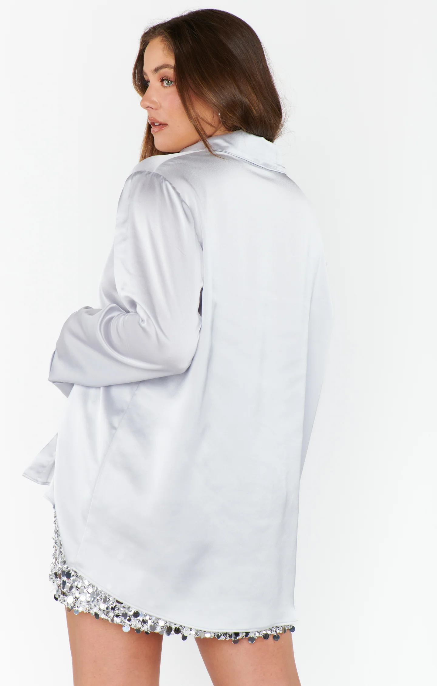 Smith Button Down ~ Silver Luxe Satin - Image 13