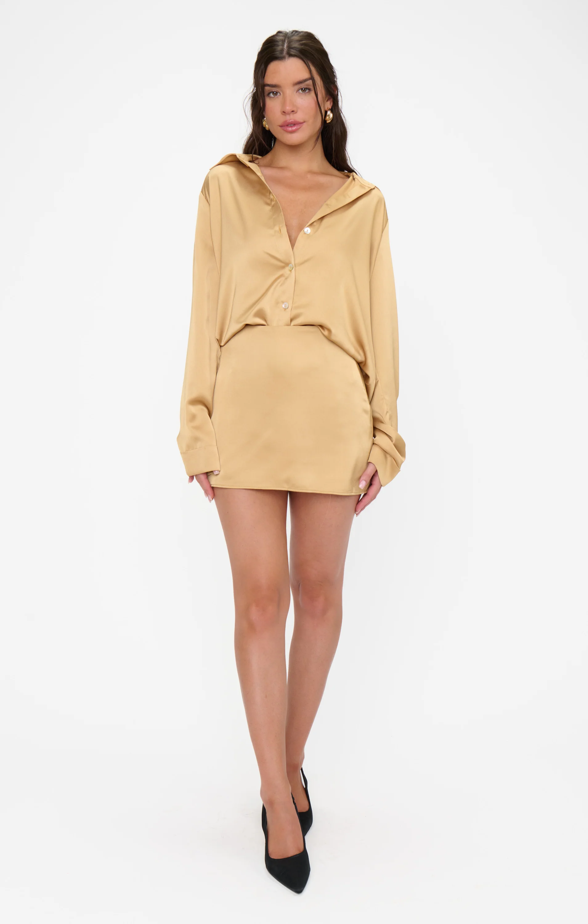 Smith Button Down ~ True Gold Luxe Satin - Image 2
