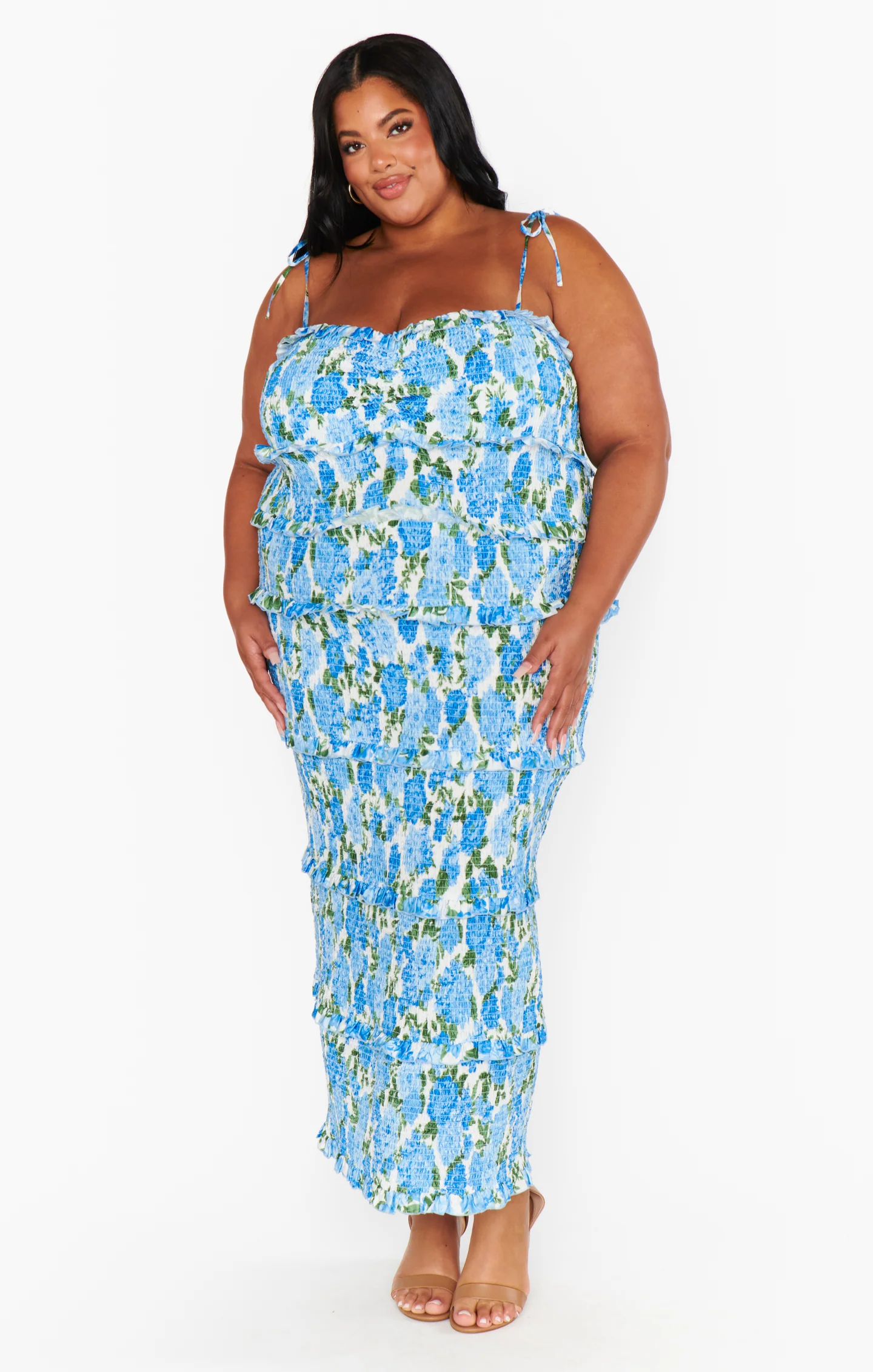 Stella Smocked Dress ~ Cottage Floral Blue - Image 5