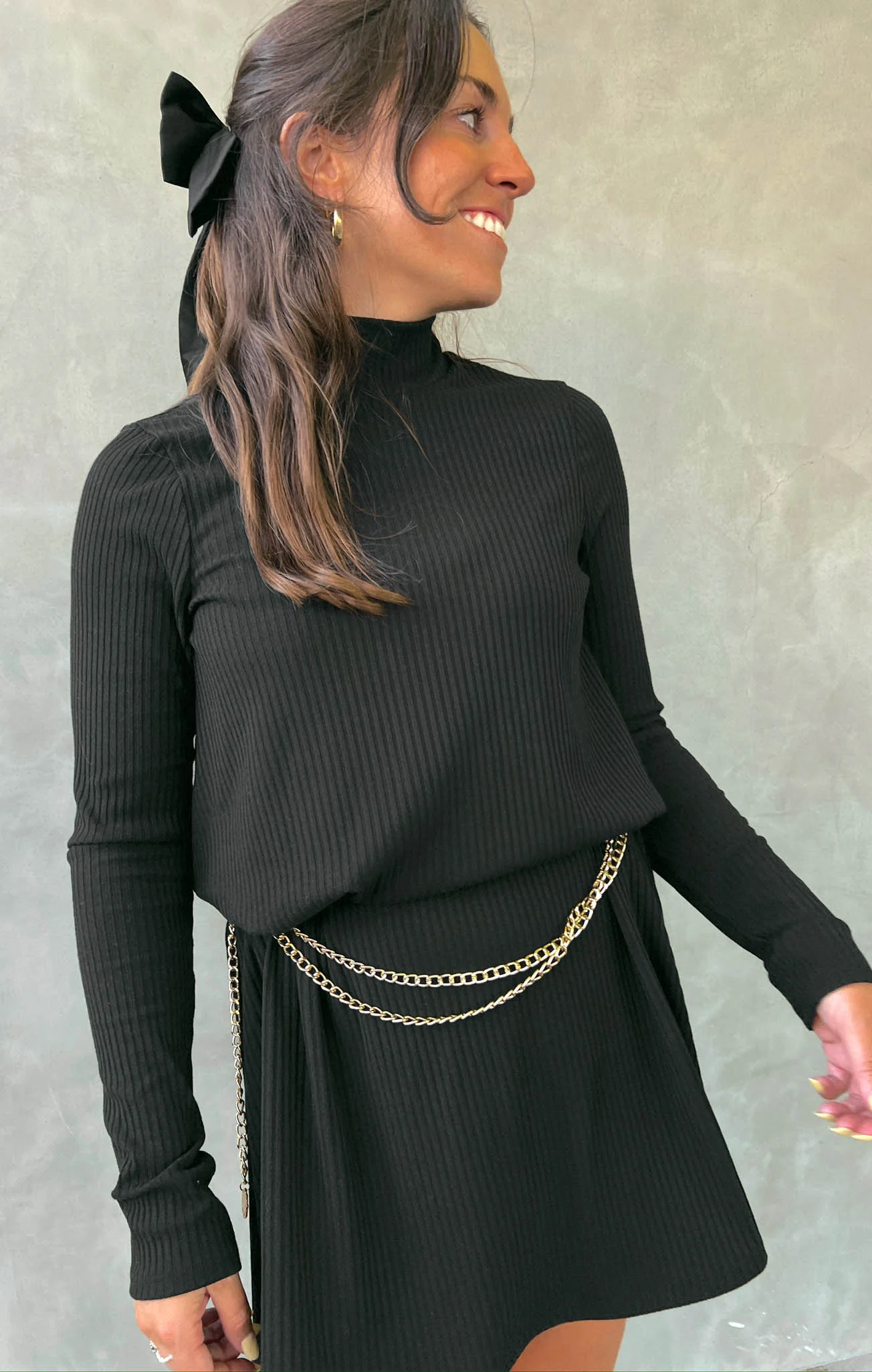 Tammy Turtleneck Dress ~ Winter Rib Black - Image 2