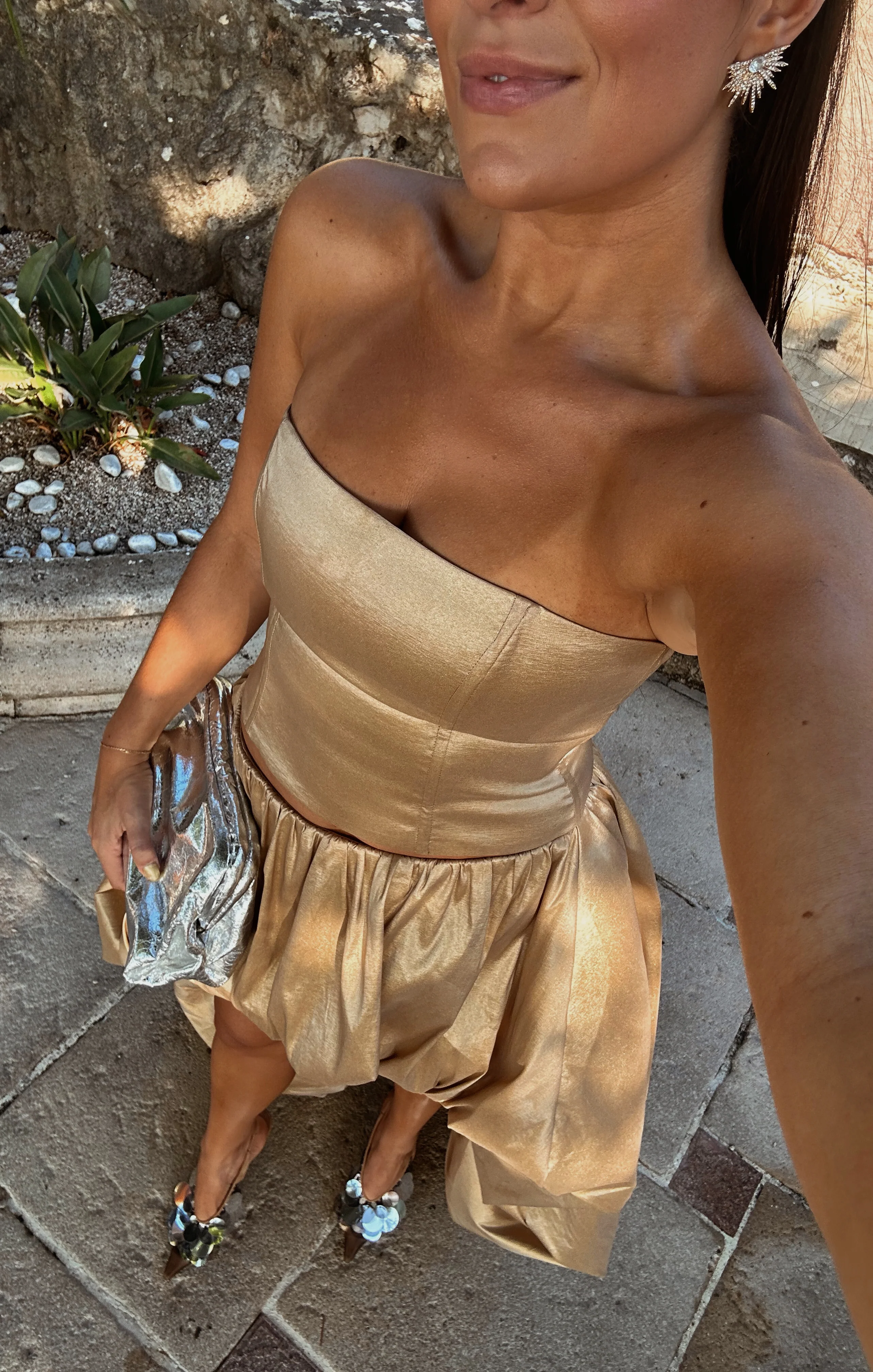 Tatum Maxi Skirt ~ Gold Metallic Taffeta - Image 2