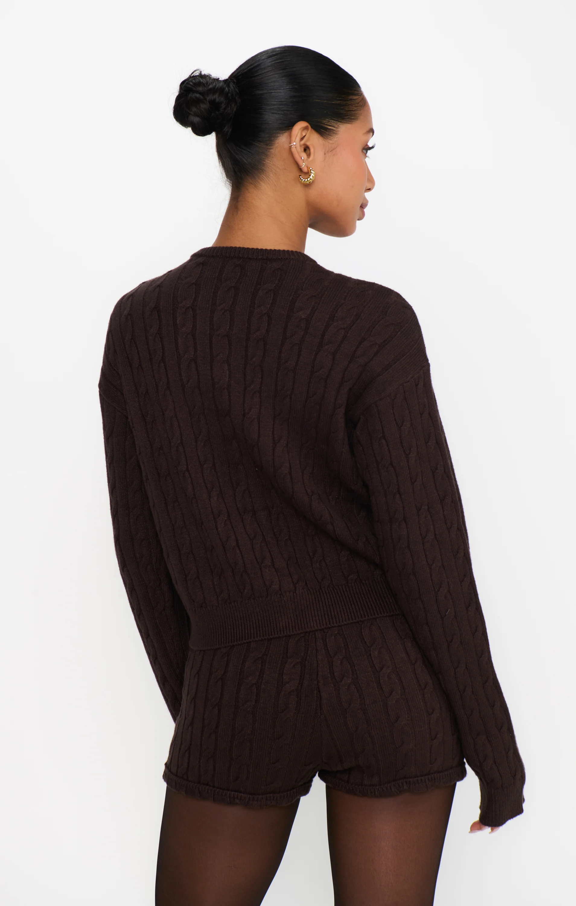 Throw on Cardigan ~ Chocolate Cable Knit - Image 3