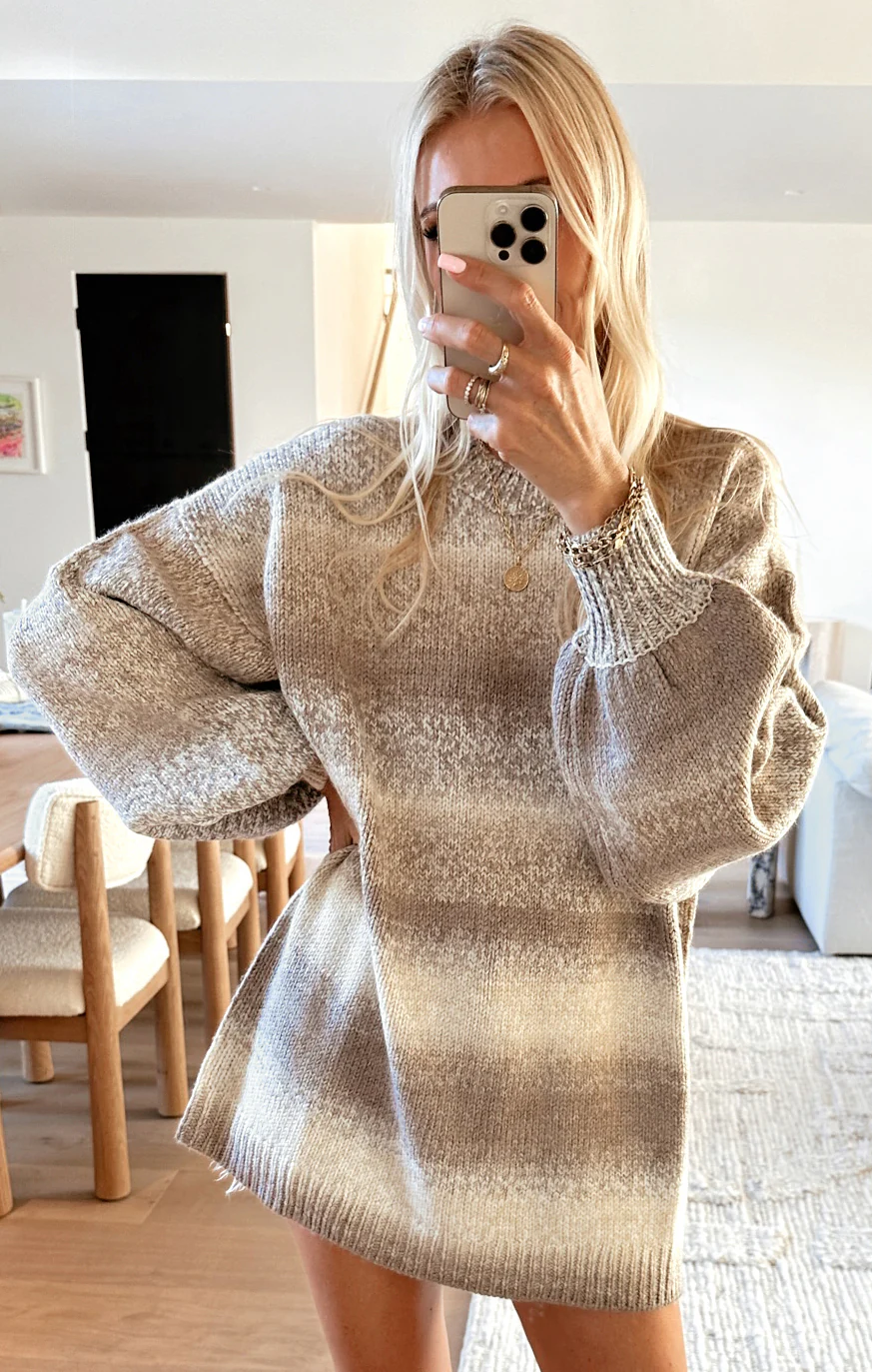 Timothy Tunic Sweater ~ Neutral Space Dye Knit - Image 2