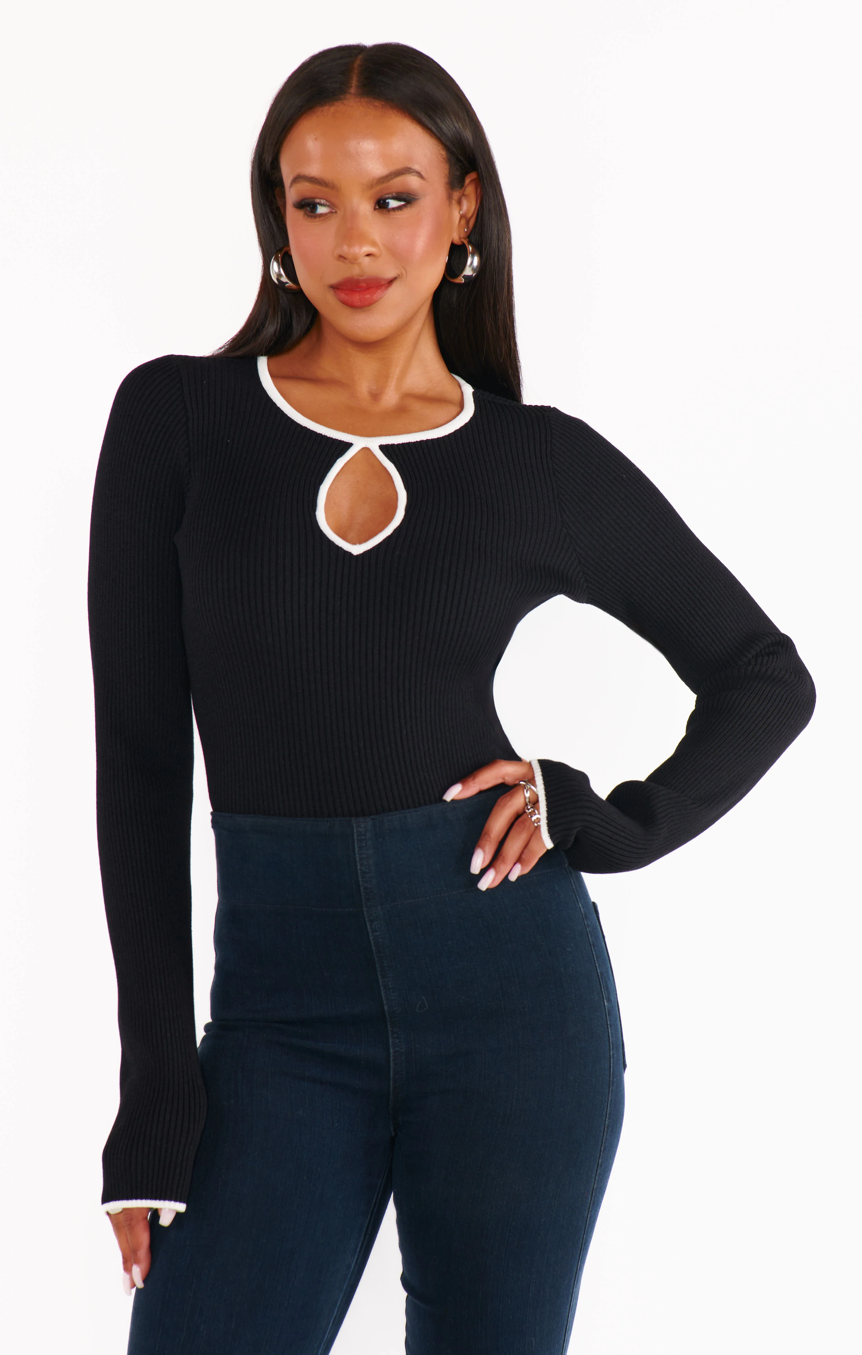 Tippi Top ~ Black Rib with White Trim - Image 2