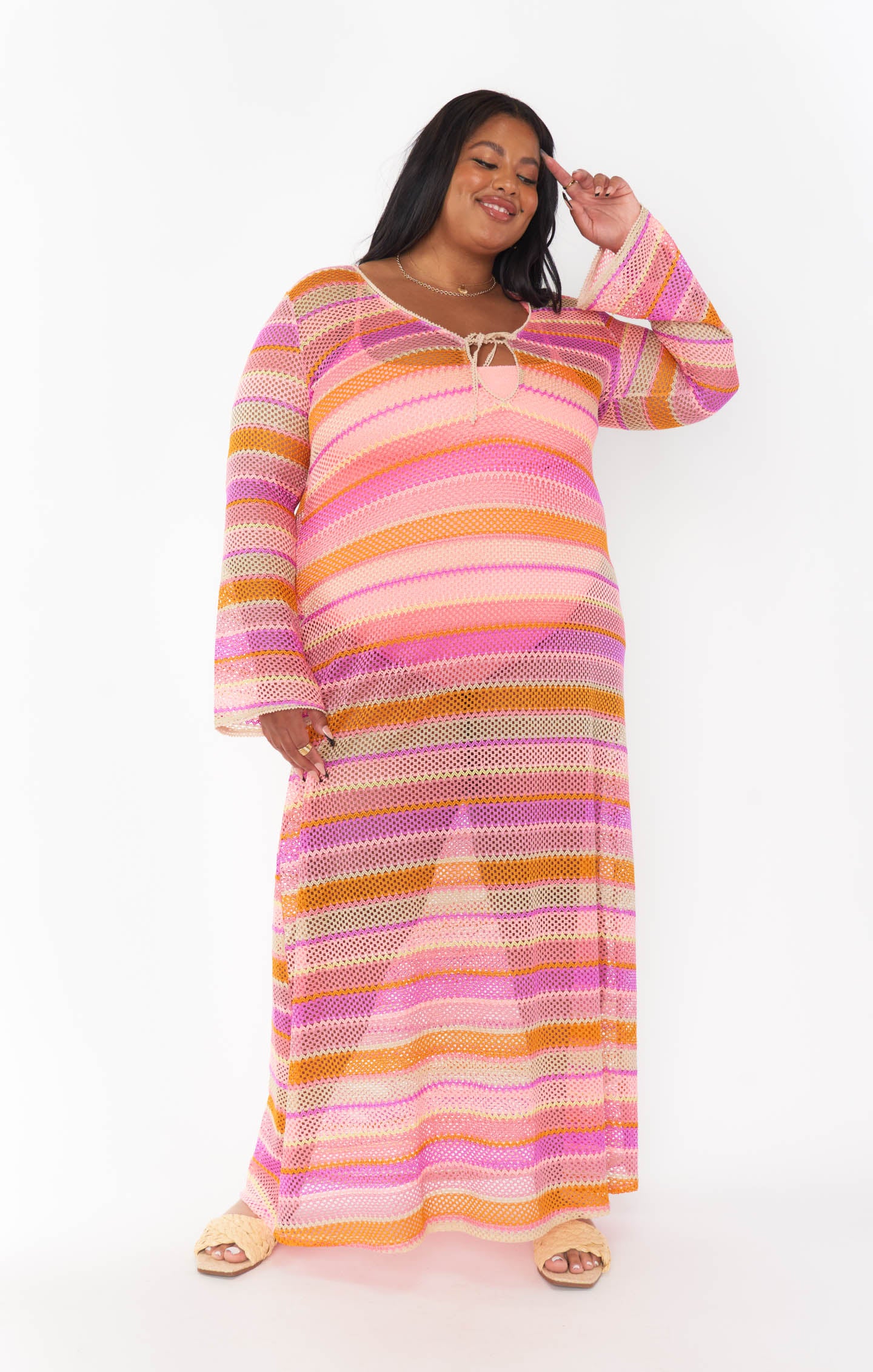 Vacay Coverup ~ Melon Mixed Crochet - Image 12