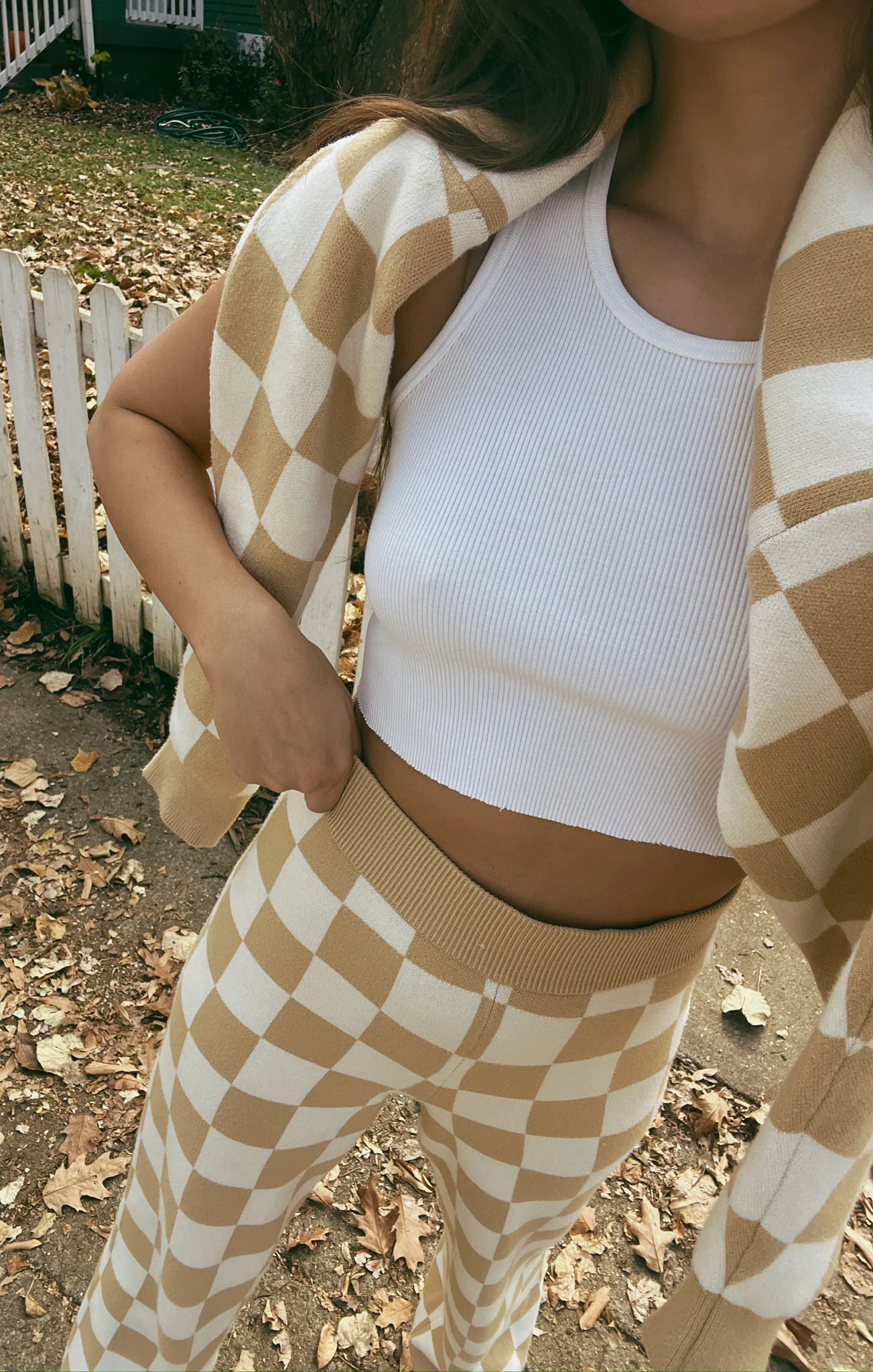Zermatt Sweater Pant ~ Tan Checker Knit - Image 2